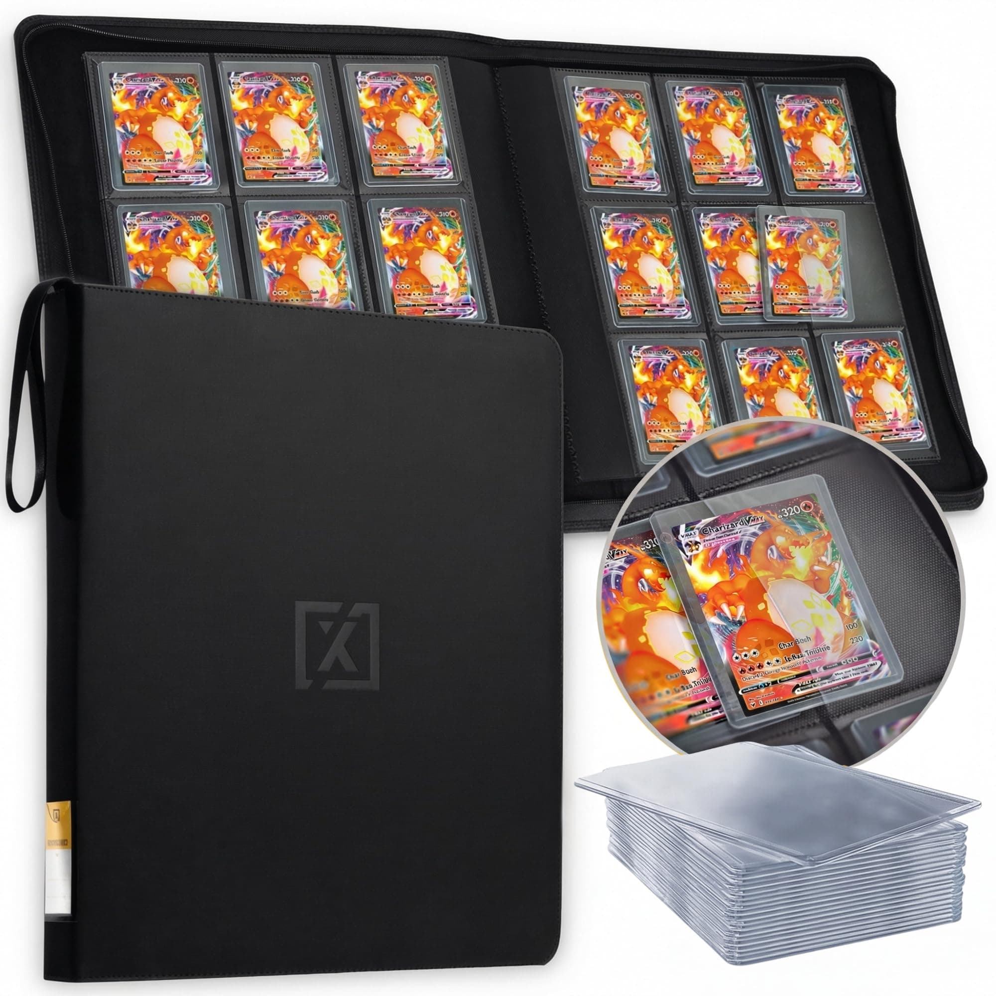 X PRO Toploader Binder | Holds 252 Toploaders | 20 Toploaders INCLUDED | 9-Pocket | Ringless Double-Sided Pockets for TCG, Sports | Premium Top Loader Storage