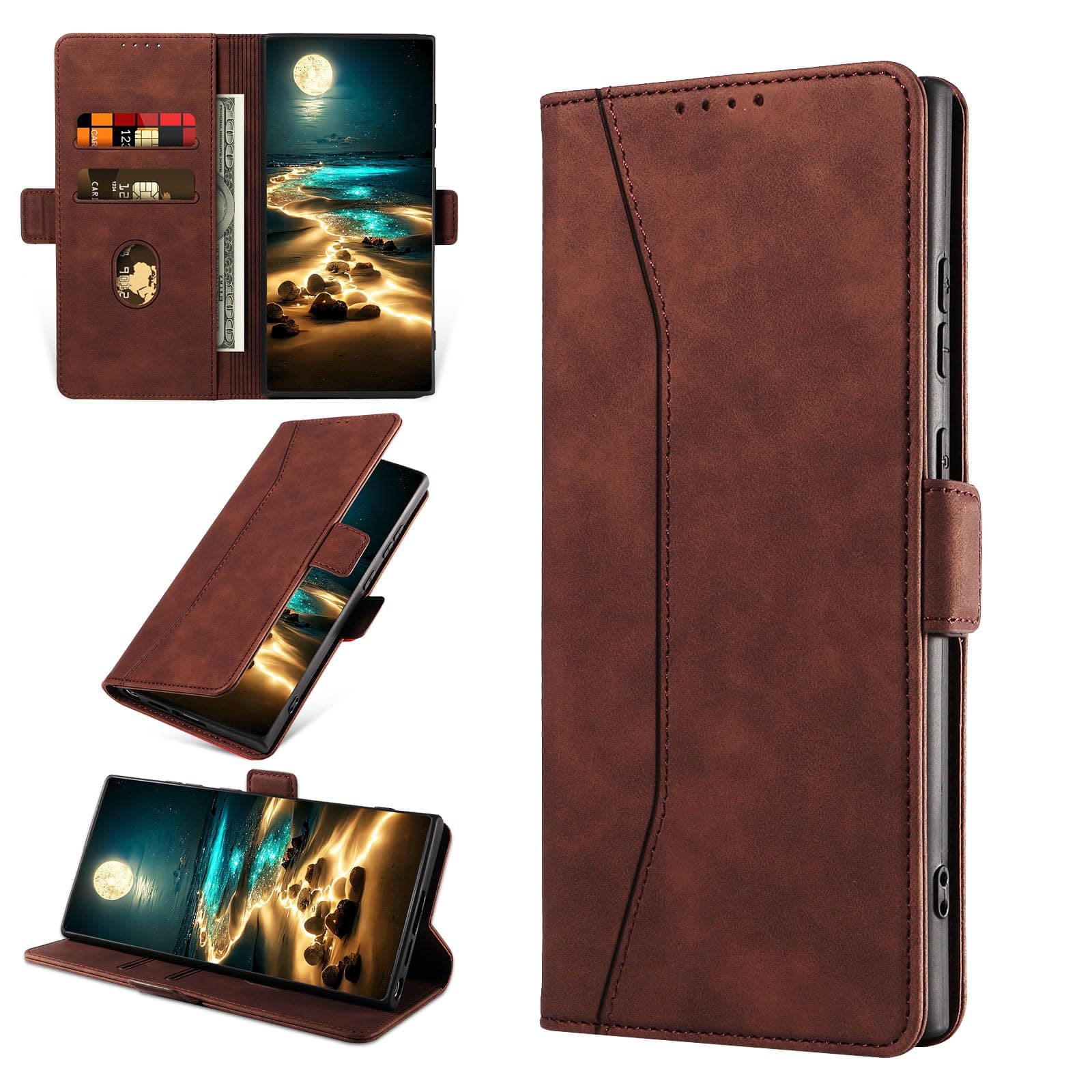 KANVOOS Wallet Case for Samsung Galaxy Note 10+ Plus 5G/4G with Card Holder, PU Leather Cover Magnetic Shockproof TPU Bumper Flip Folio Case for Samsung Note 10+ Plus 5G/4G (Coffee)