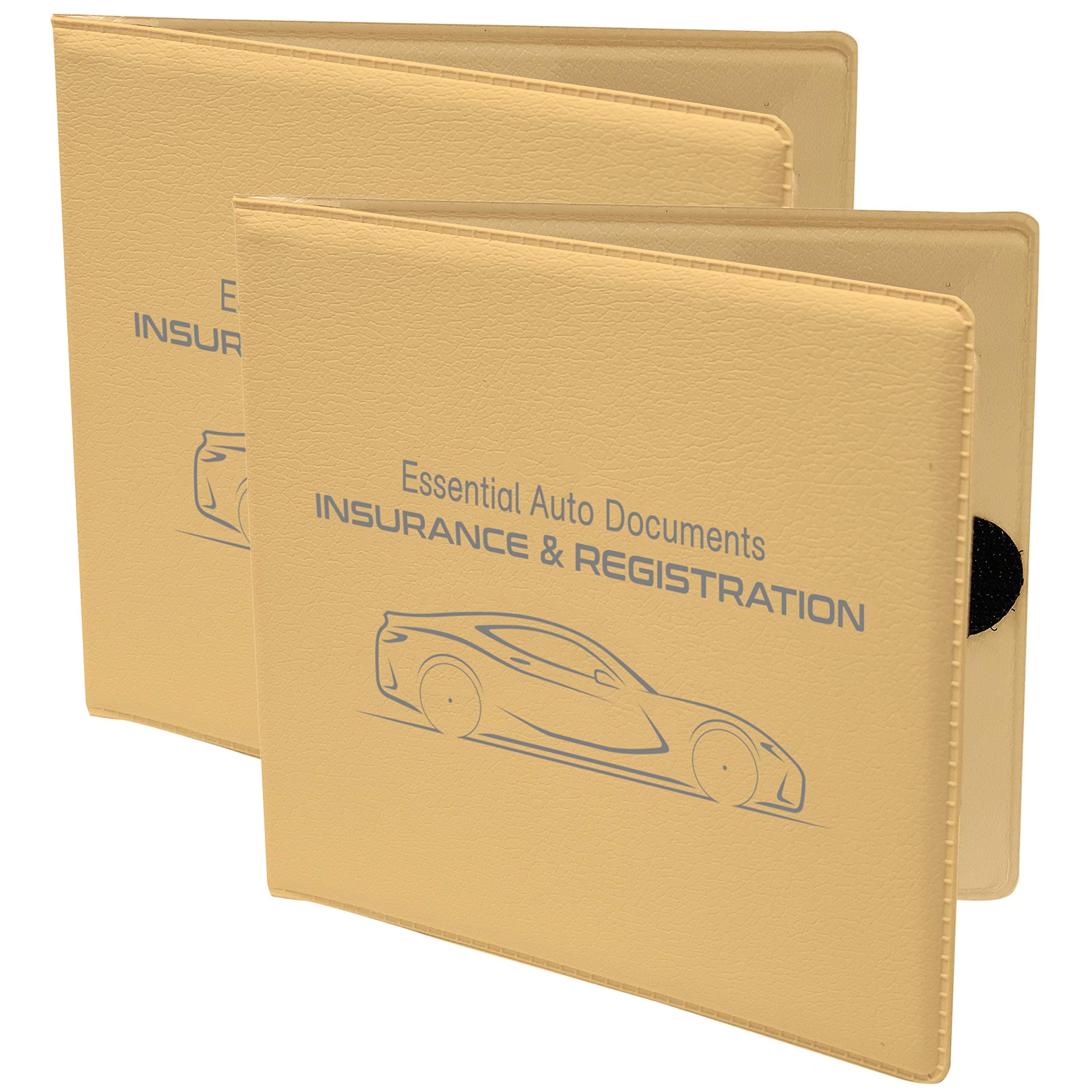 Autostyle Car Insurance and Registration Card Holder - Premium Wallet for Important Automobile Documents, Beige, 2 Pack