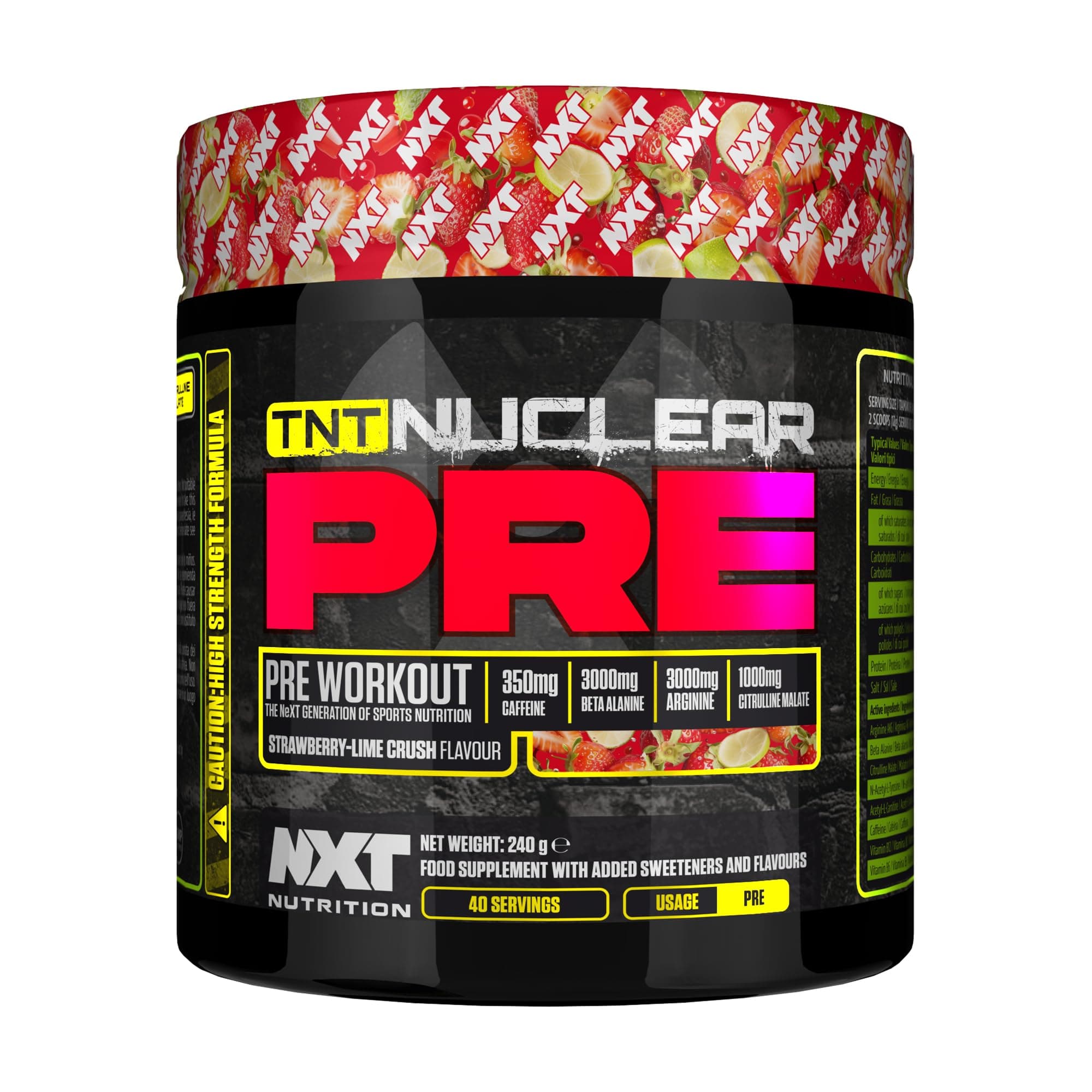 NXT Nutrition TNT Nuclear Pre Workout – Pre Work Out Energy Drink| L-Citrulline, Beta Alanine, Caffeine for Pump, Endurance & Focus - 40 Servings, Vegan (Strawberry Lime Crush)…