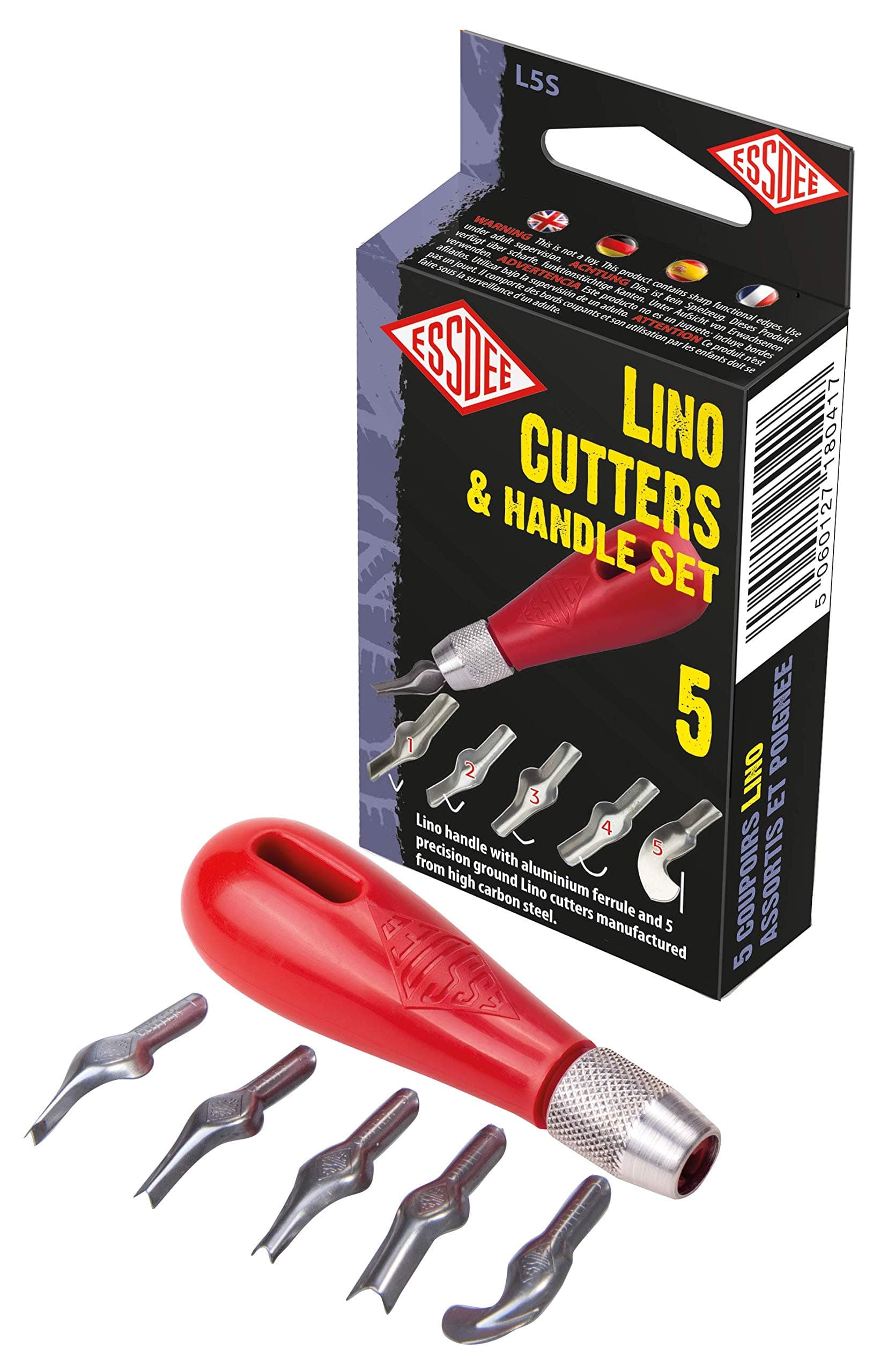 Five Lino Cutters and Handle Set (Lino Cutter Styles 1 to 5)
