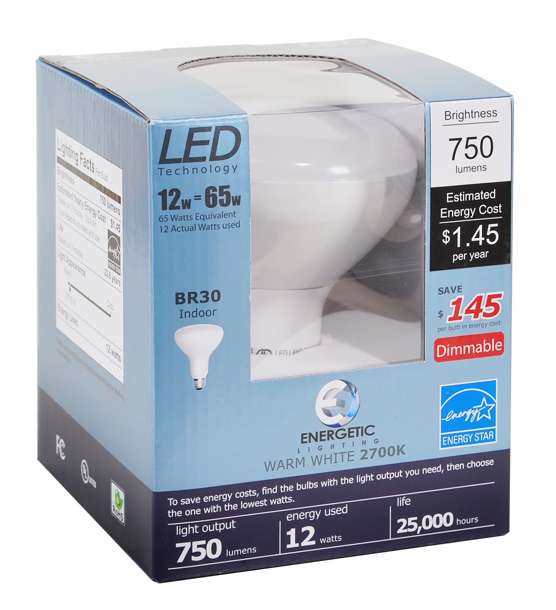 Energetic Lighting ELY12D -2BRW-VB-4 BR30 12W Dim 4 Pk