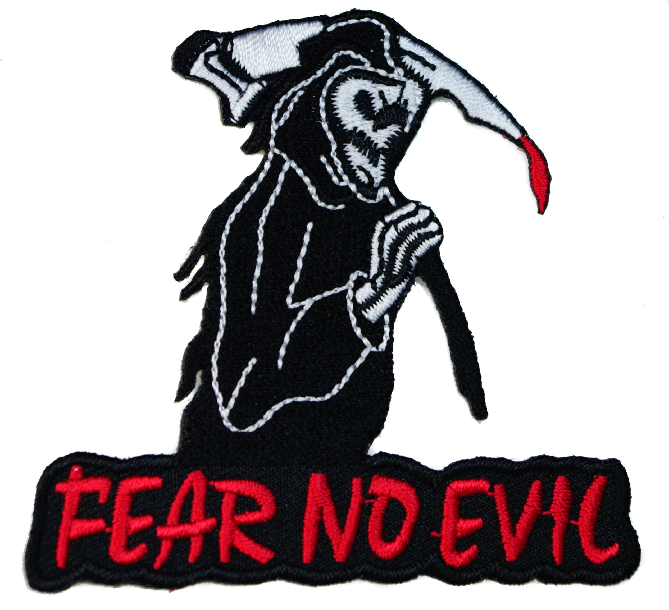 Fear No Evil Grim Reaper Biker Iron on Embroidered Patch AKPT385
