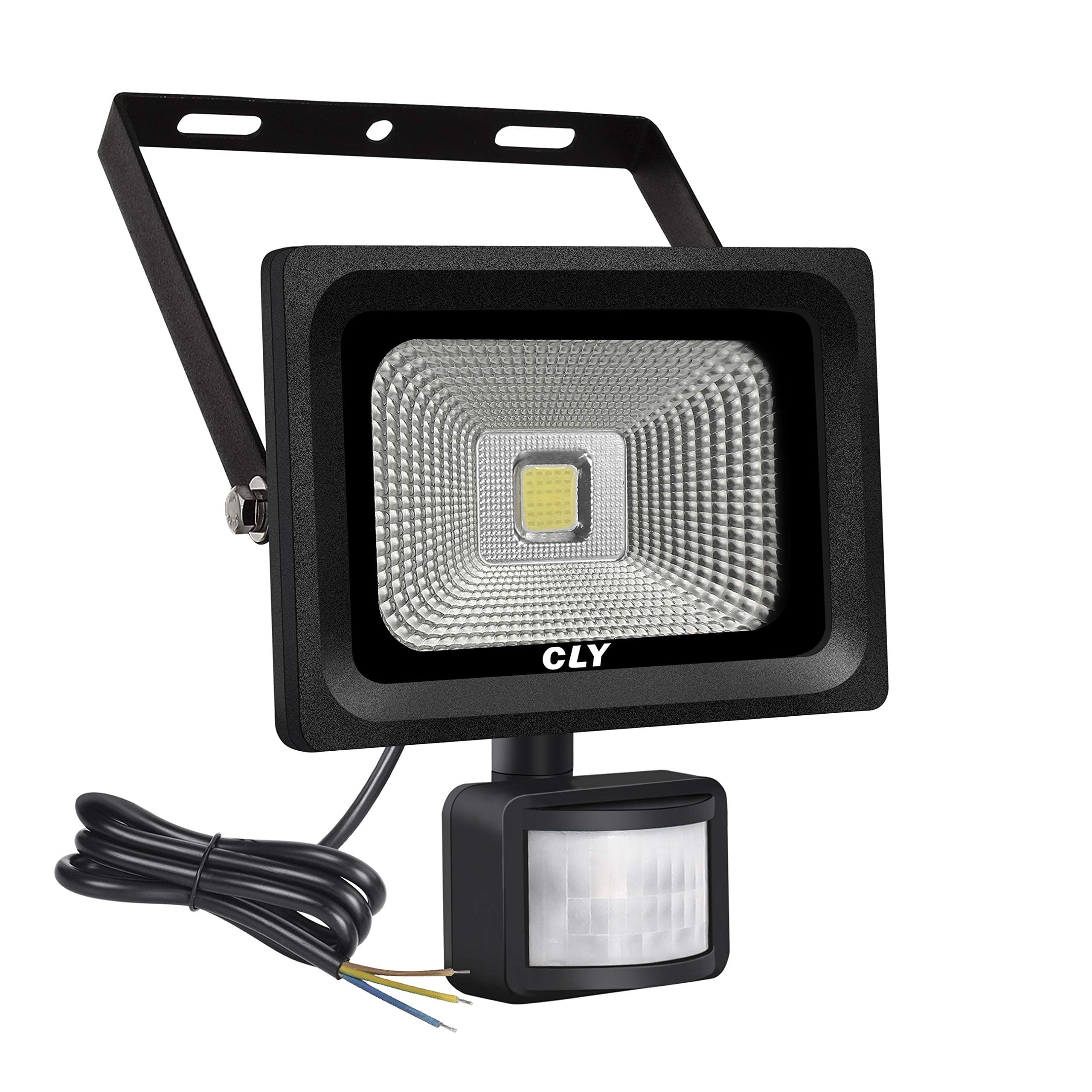 Cly 10W LED Motion Sensor Floodlight Outdoor Security PIR Flood Lights IP66 Waterproof LED Sensor Light 900lm 6000K Led Wall Light Cool White for Garage Yard Patio