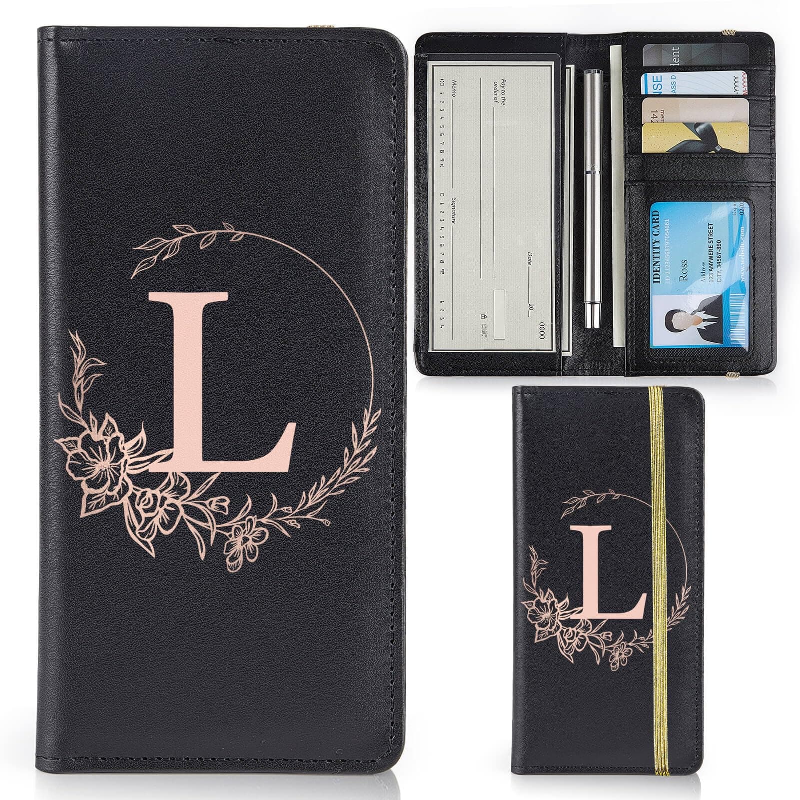 Play TailorCheckbook Cover for Personal Checkbook with Duplicate Checks and RFID Blocking Alphabet Check Book Register Wallet for Women Men, L