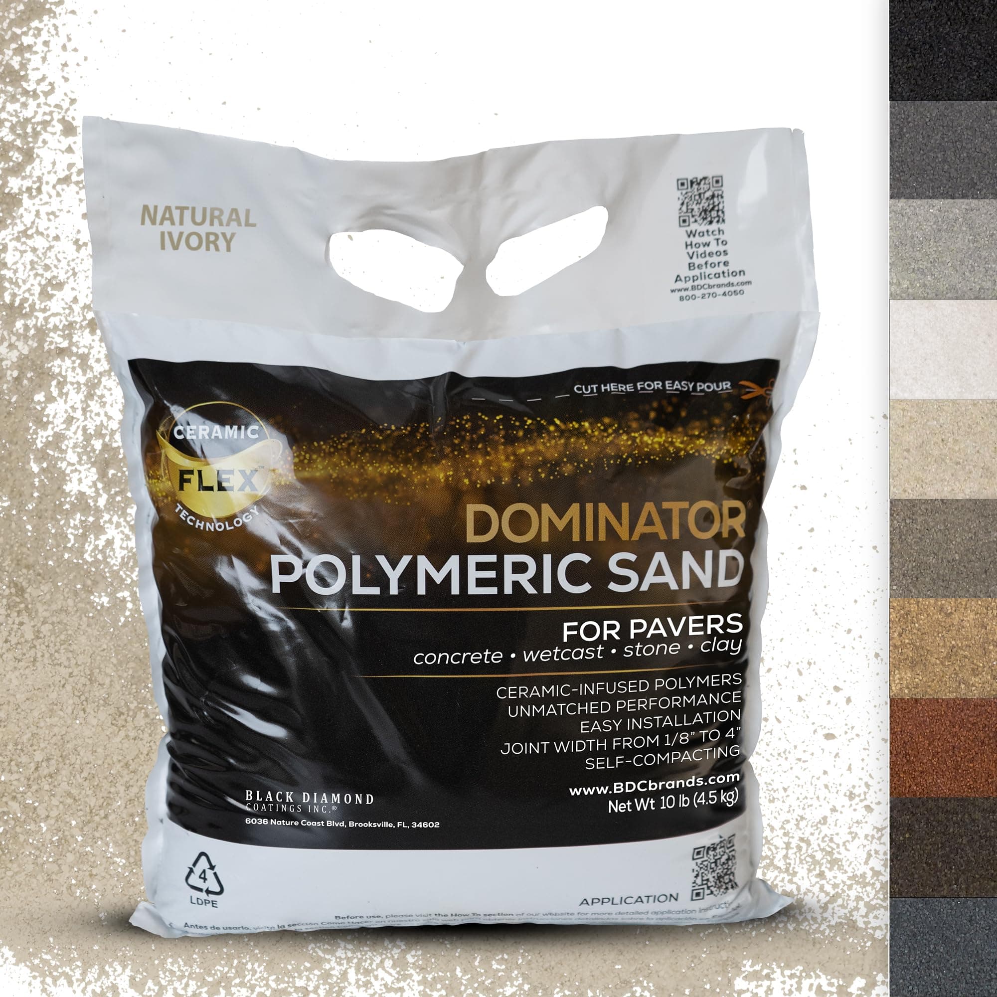 10 Pound Natural Ivory DOMINATOR Polymeric Sand with Revolutionary Ceramic Flex Technology for Stabilizing Paver Joints/Gaps, 1/8” up to 4”, Professional Grade Results