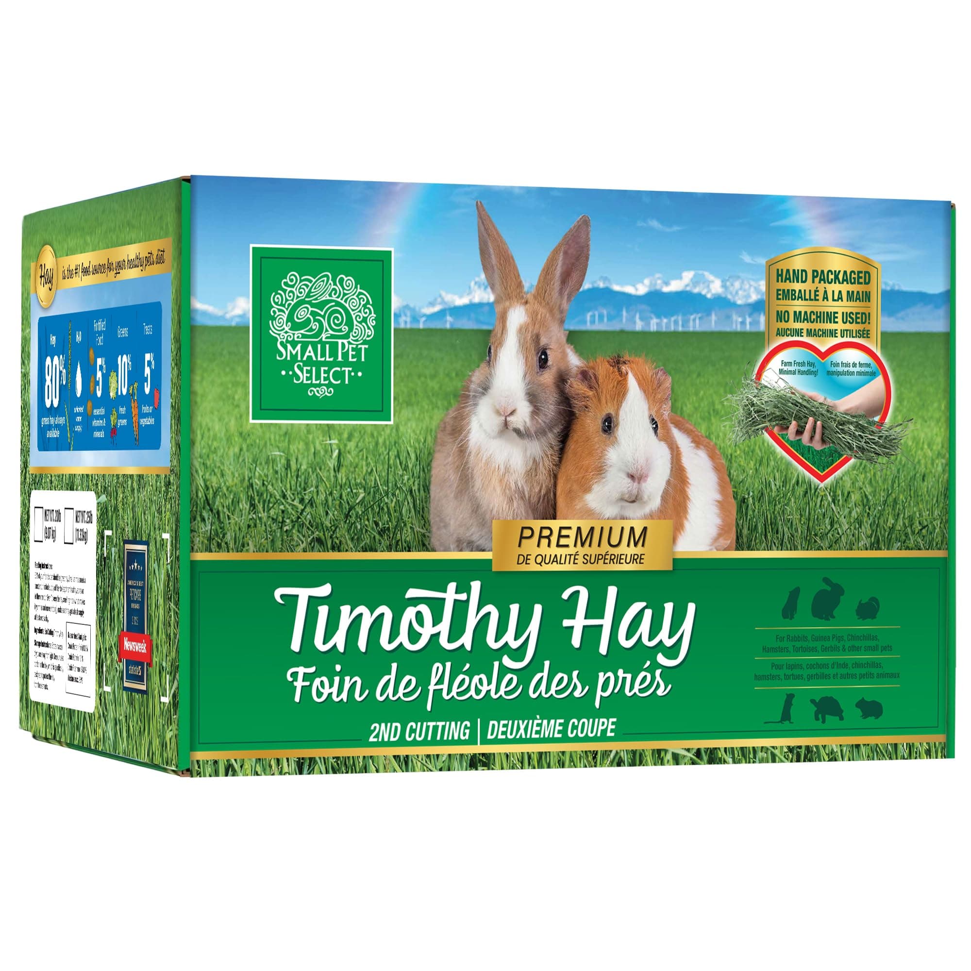 2nd Cutting Timothy Hay for Rabbit, Guinea Pig, Bunny, Chinchilla and Other Small Animals, Premium Natural Hay Grown in The US, Perfect Blend Pet Food, 12 LB (5.44kg)