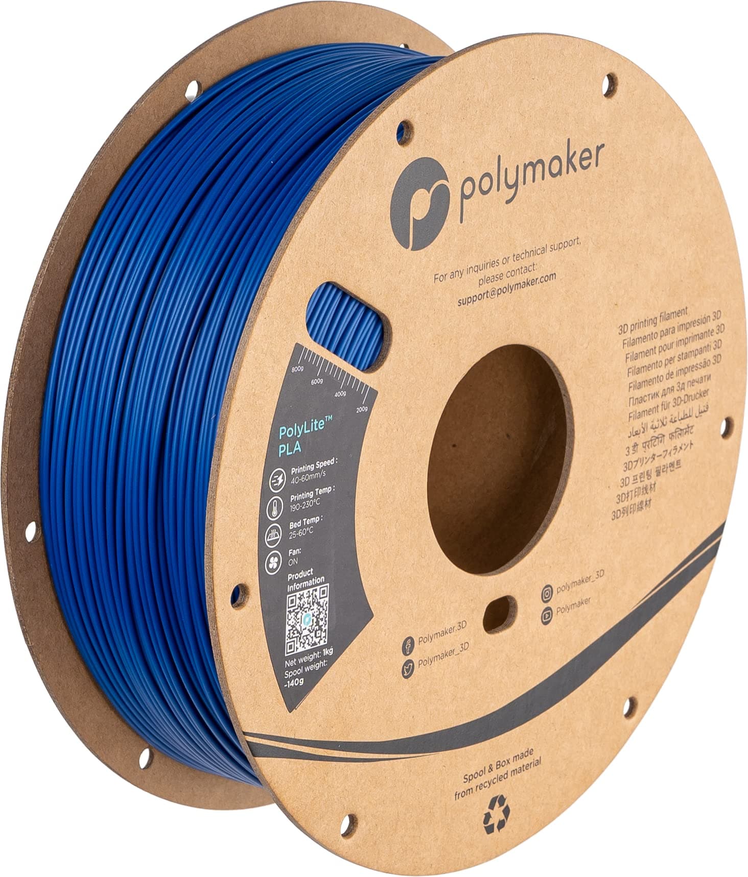 PLA Filament 1.75mm Blue PLA Filament 1kg Spool High Rigidity - PolyLite PLA Blue 3D Printer Filament 1.75mm Cardboard Spool Prints with Most 3D Printers Using 3D Filament