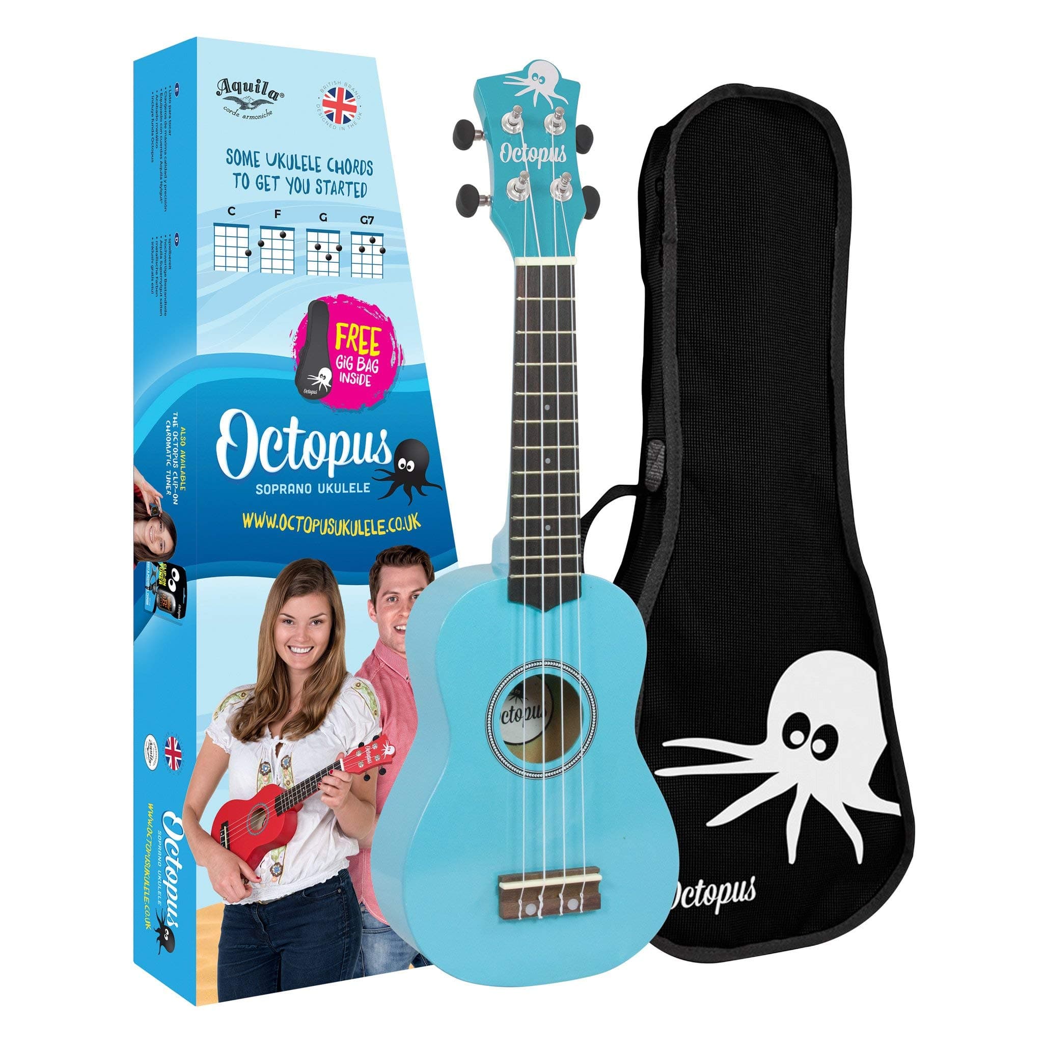 Octopus soprano ukulele - metallic sky blue UK200-SB
