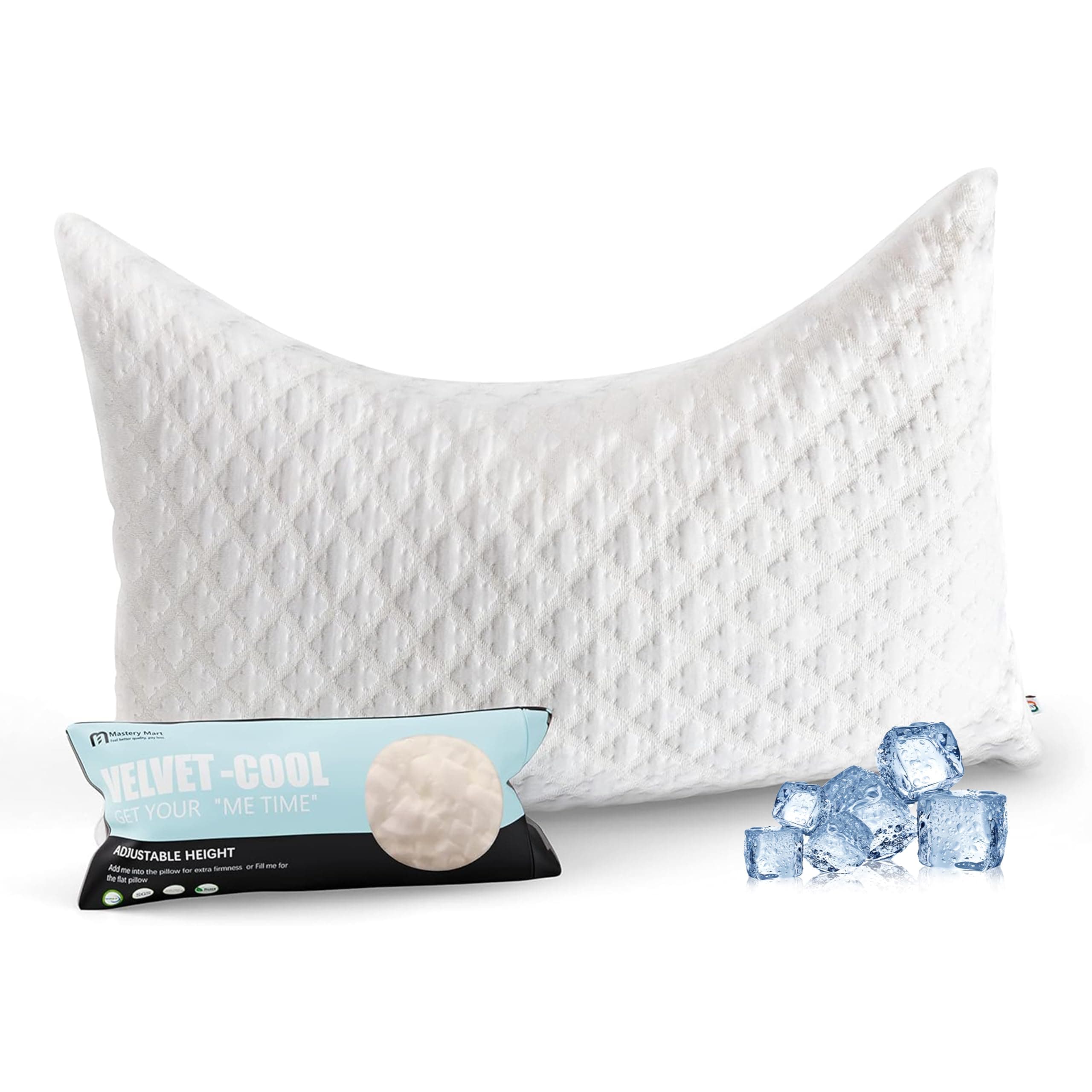 MASTERY MARTSide Sleeper Pillows for Adults, Crescent Pillow for Neck and Shoulder Pain Relief, Cervical Support Pillow for Back and Side Sleeper - Adjustable Loft with Extra Foam Bag Included(Queen)