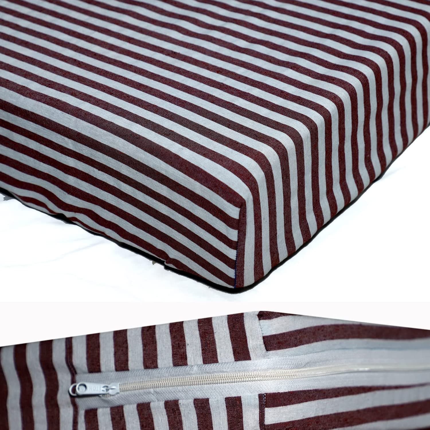 Fairy Down Mattress Protector Bed Covers with Zip / Chain - Red Line - 75*36*6 inch | Pack of 2