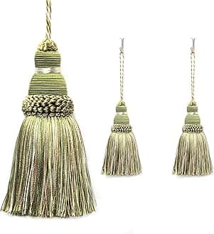 Fenghuangwu Colorful Tassel Key Tassel DIY Accessories for Curtain and Home Decoration-Mix green-2PCS