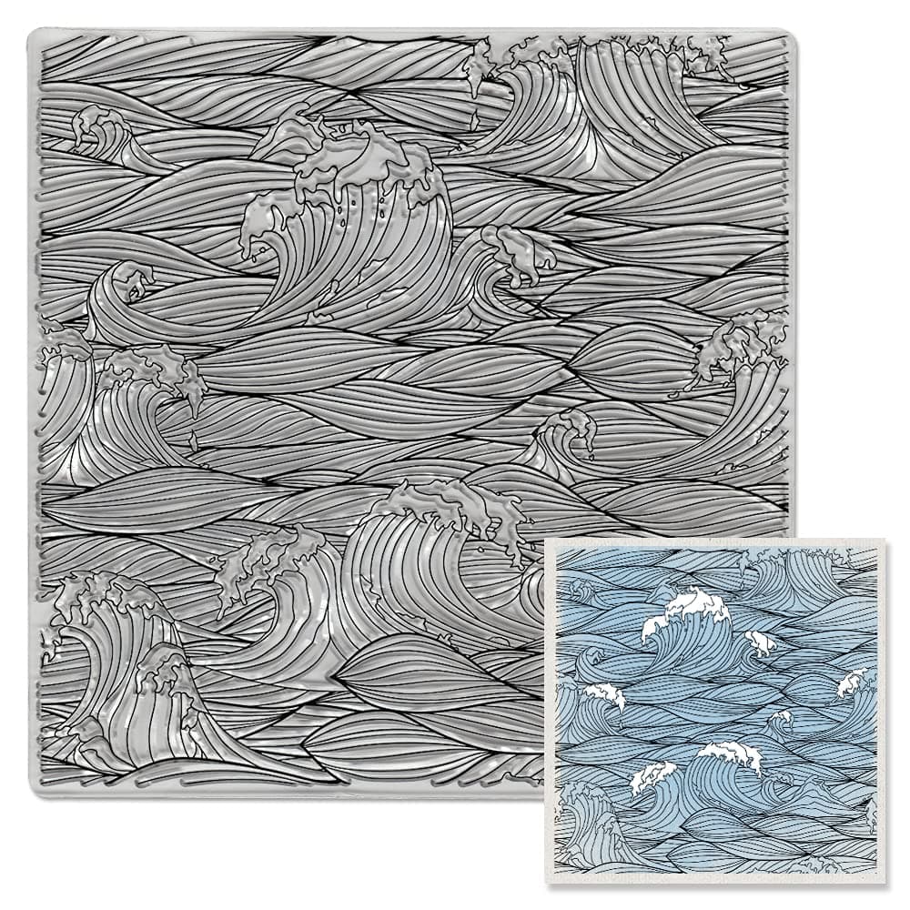 Summer Sea Waves Background Clear Stamp for Card Making, Retro Ocean Wave Marine Transparent Rubber Seal for Paper Card Photo Album Crafting DIY Scrapbooking Supplies