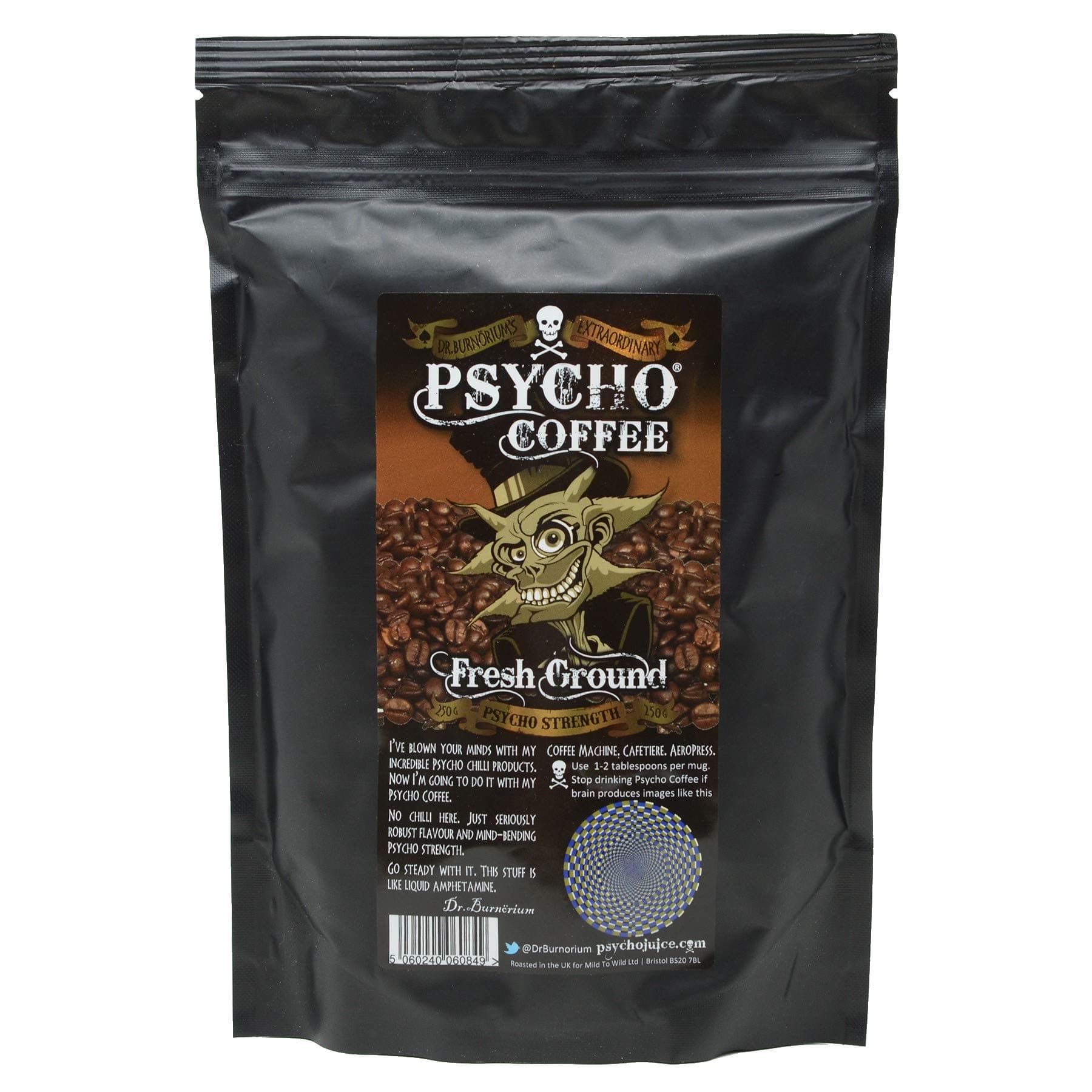 Psycho Coffee Fresh Ground Strong Coffee 250g Packet