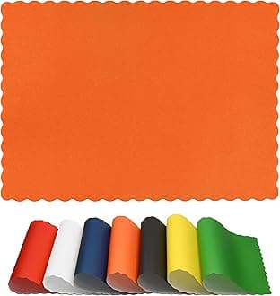 Paper Placemats for Dining Table – Disposable Scalloped Edges Color Table Mats Great for Parties and Christmas Table Decorations 10"x14" (Orange) 50ct