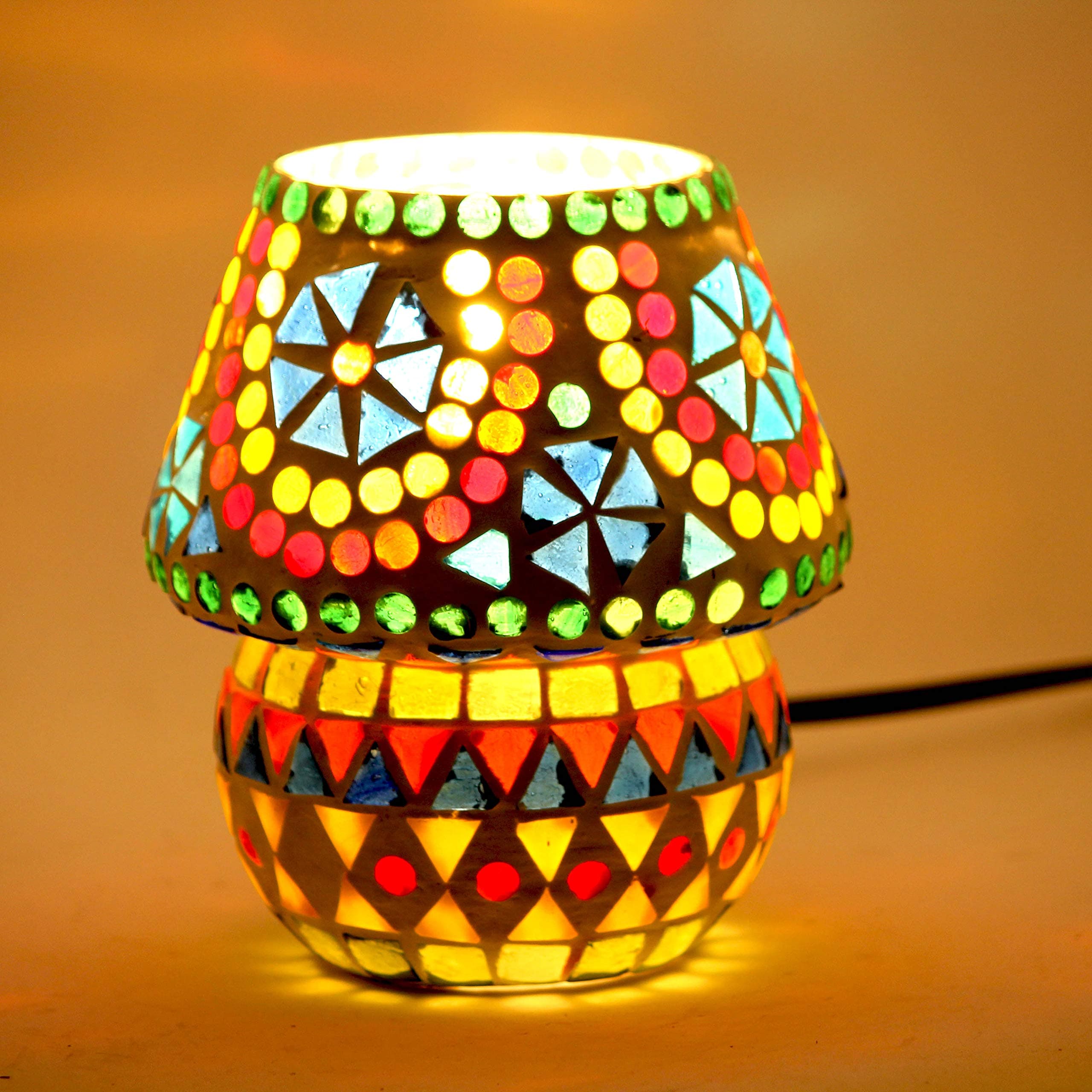 Brahmz Glass Mosaic Table Lamp Multi Color-2