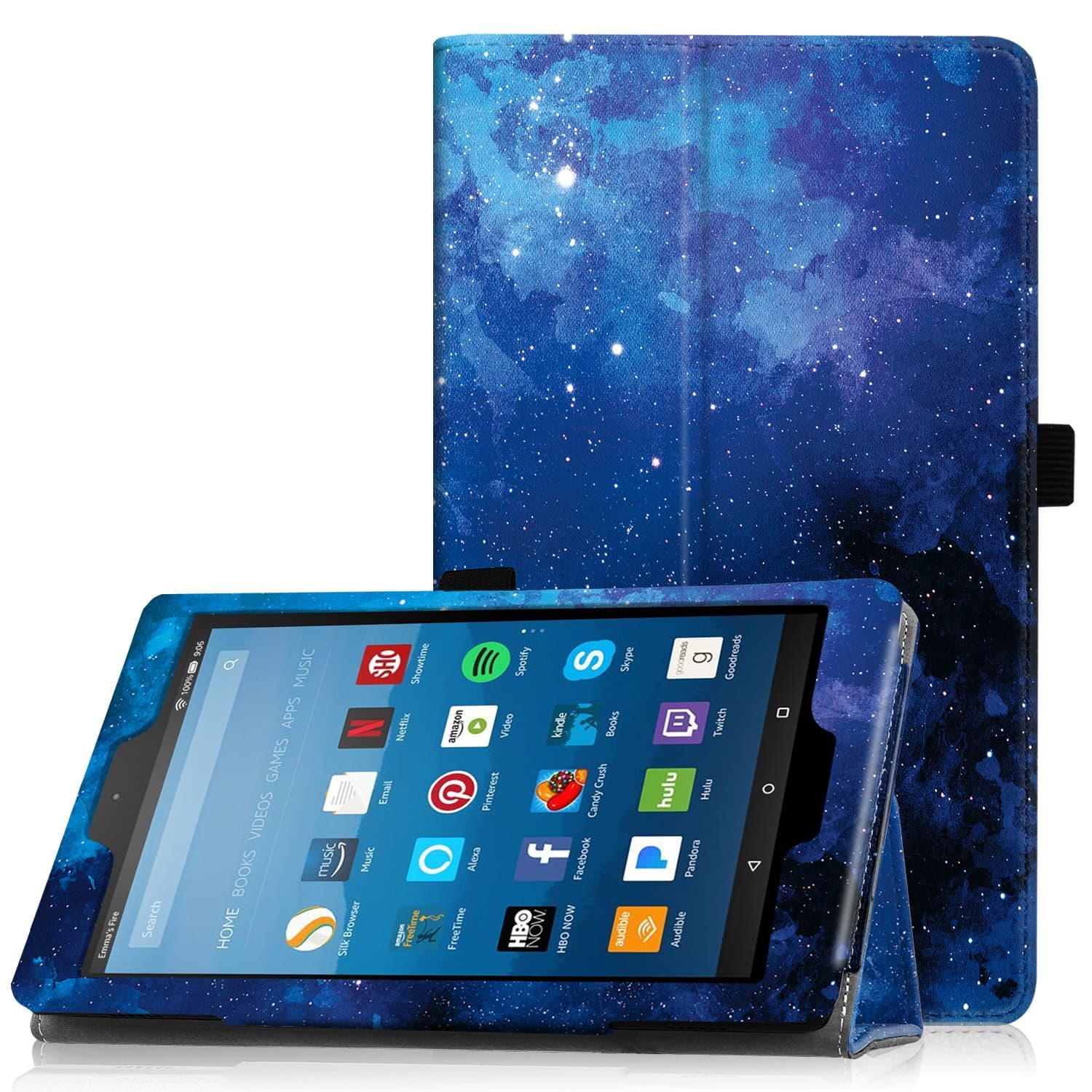 Famavala Folio Case Cover with Auto Wake/Sleep Feature for 8" Fire HD 8 Tablet [Compatible with 8th Generation 2018 / 7th Generation 2017 ] 8-Inch Tablet (BlueSky)