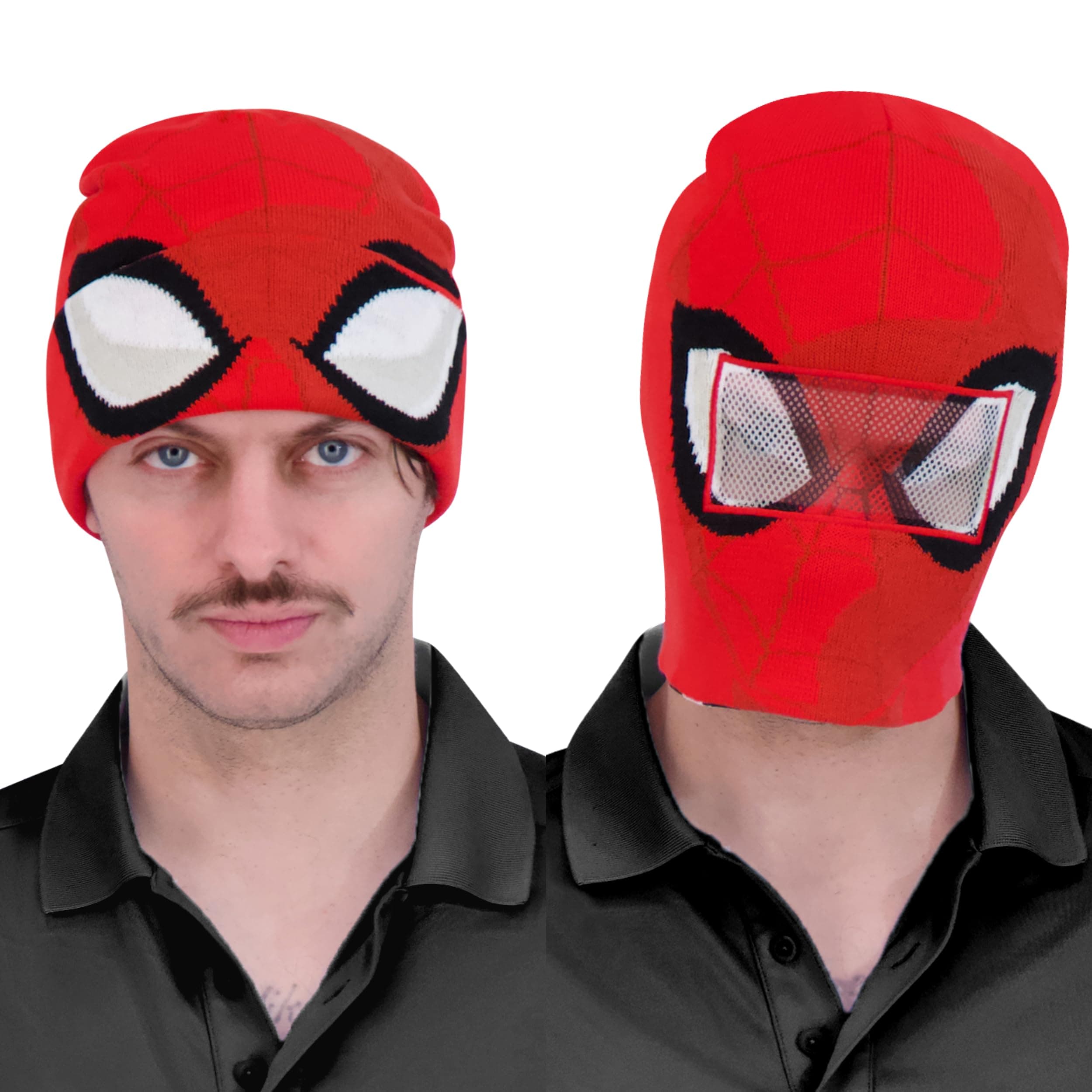 Concept One Unisex Marvel Spider-Man Miles Morales Roll Down Cuff Beanie Hat, Knitted Winter Skull Cap Beanie Hat