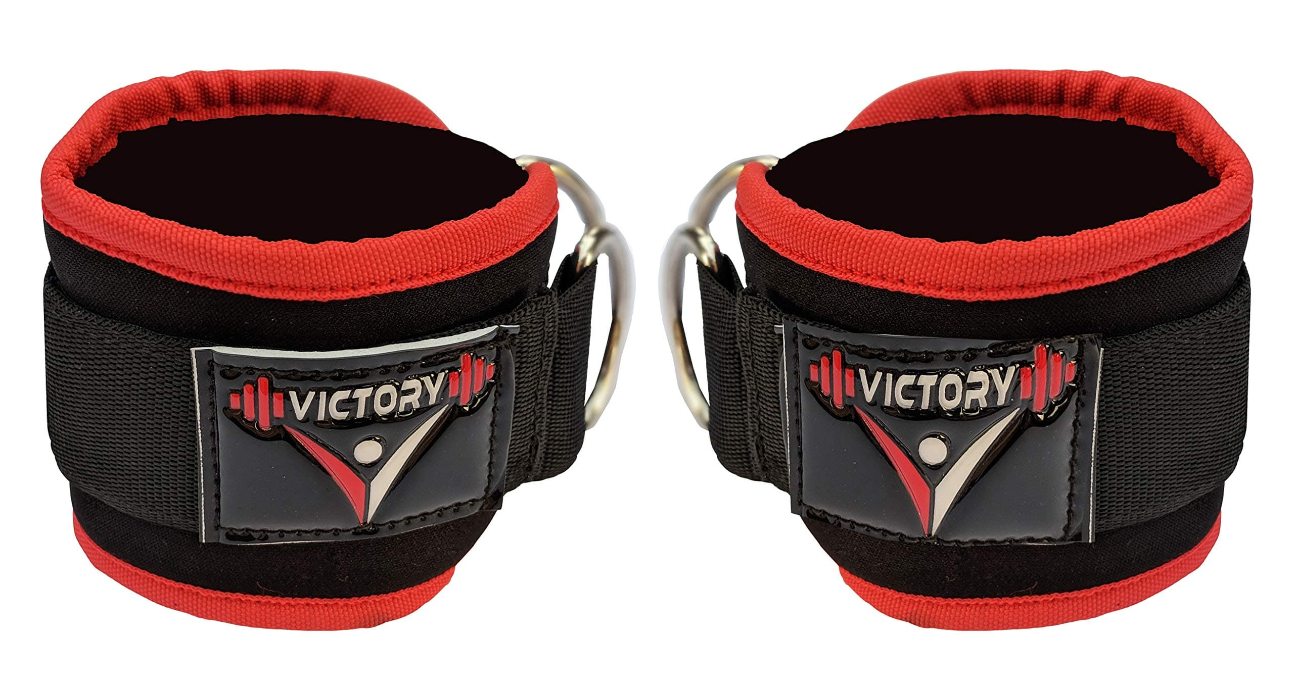 VICTORY Unisex Nylon Ankle Straps for Cable Machine, Kickbacks, Glute Workouts, Leg Extensions, Curls & Hip Abductors, Gym, Legs, Butt, Exercises - Black