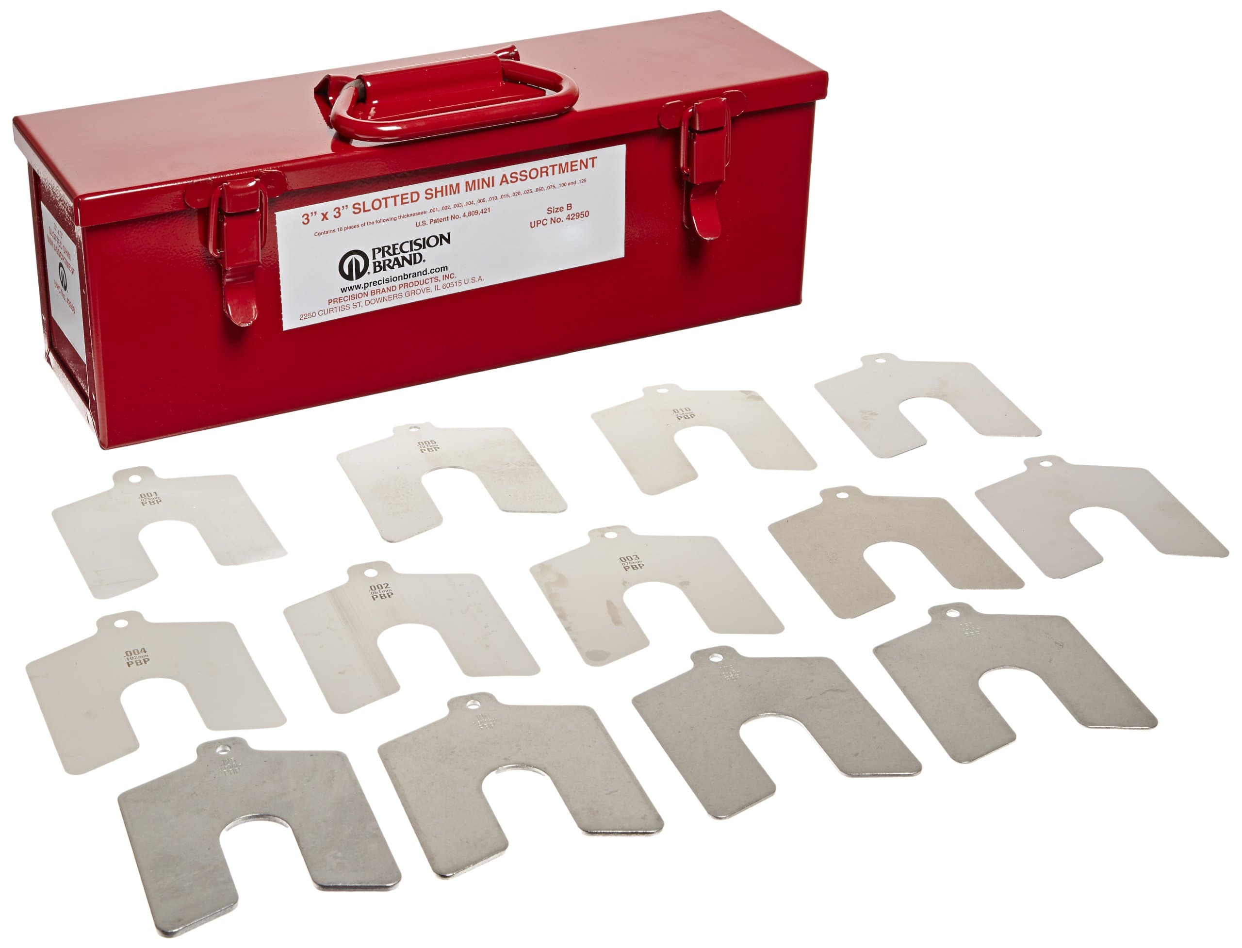 Precision Brand 130 Piece Size B 3" x 3" Stainless Steel Slotted Shim Mini Assortment