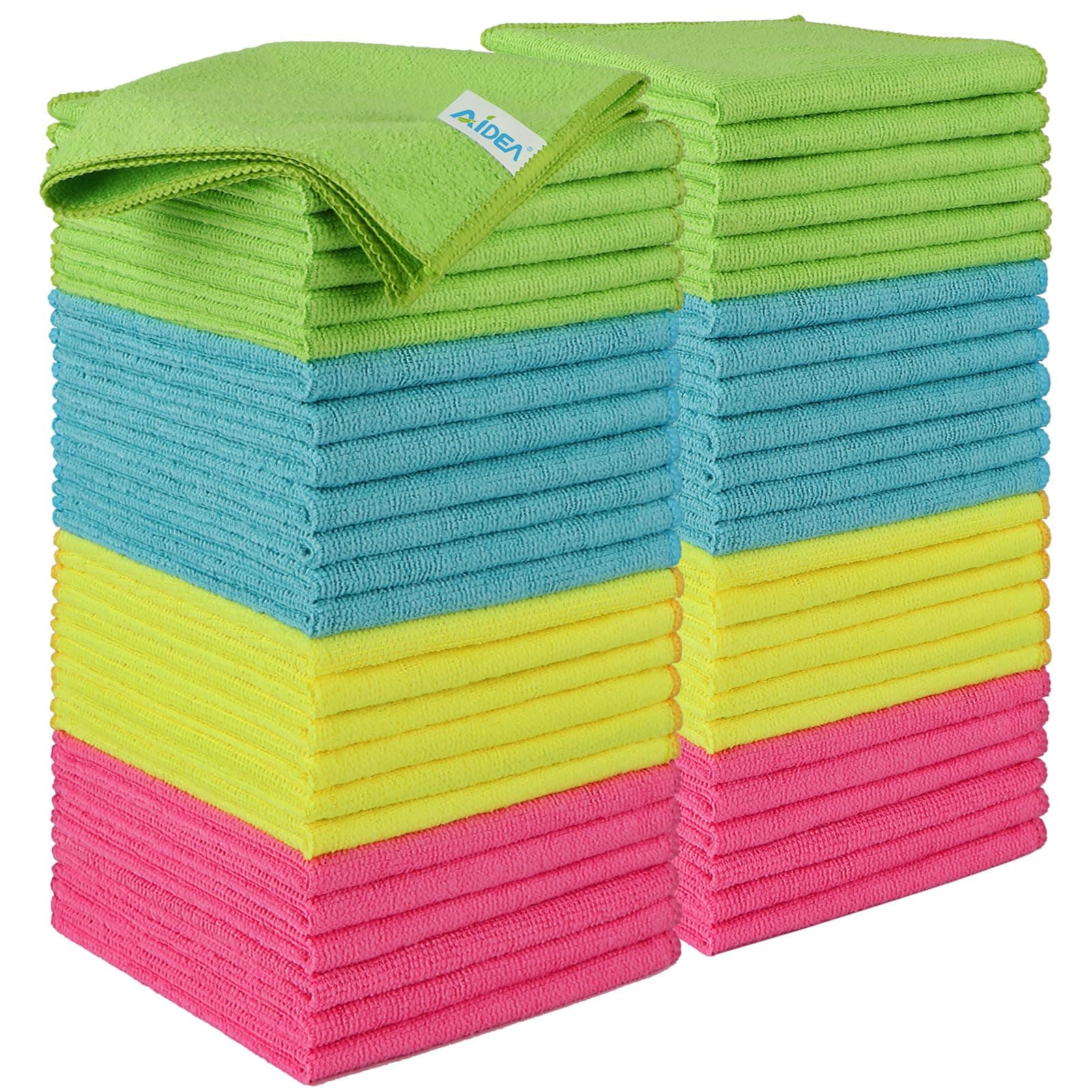 Microfibre Cleaning Cloths 50 Pack,Reusable Kitchen Cleaning Towels Dish Cloths,Lint Free Streak Free Washable Duster Cloth for House, Car, Motorbike,Windows,30 x 30 cm