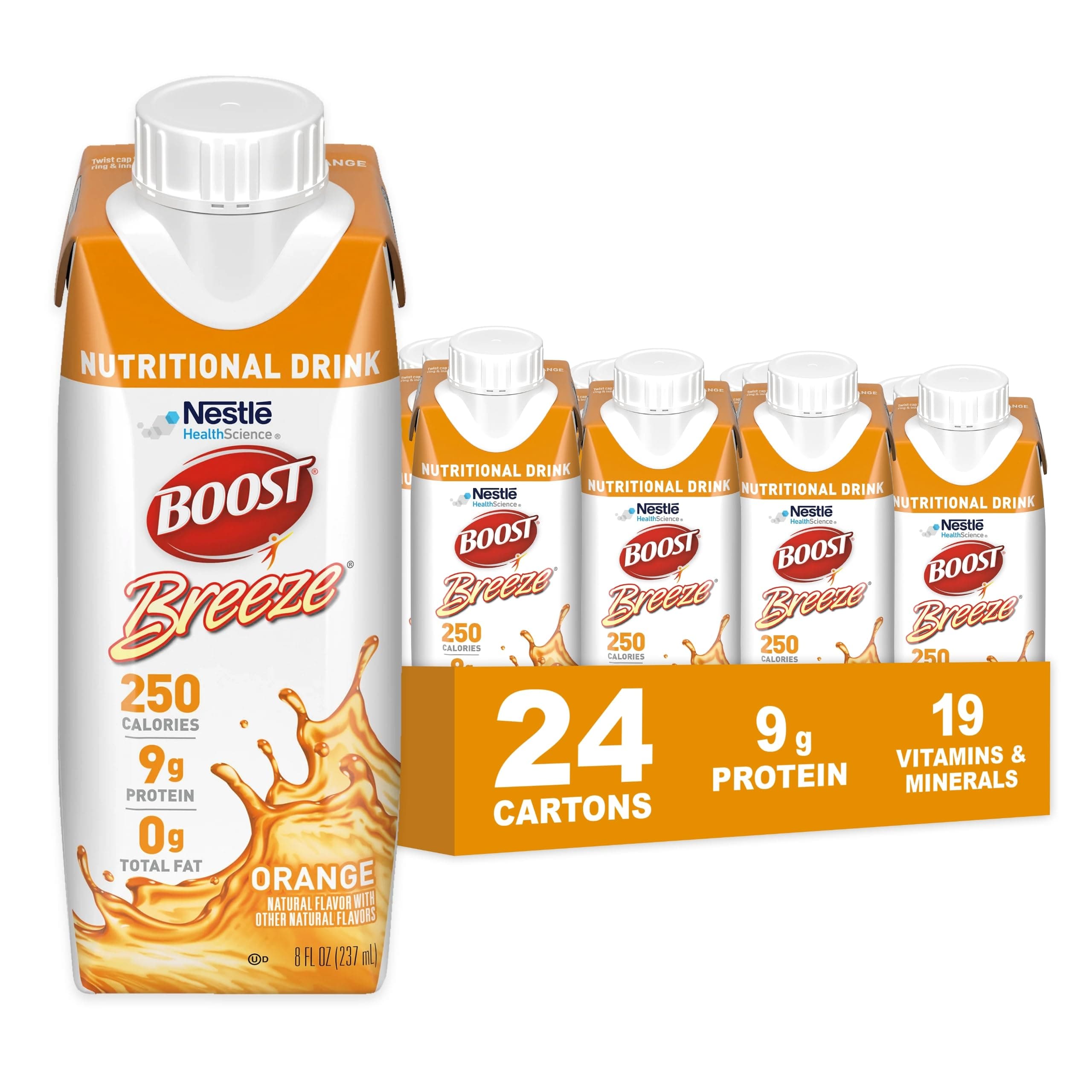Boost Breeze, Orange, 8 Fl Oz (Pack of 24)