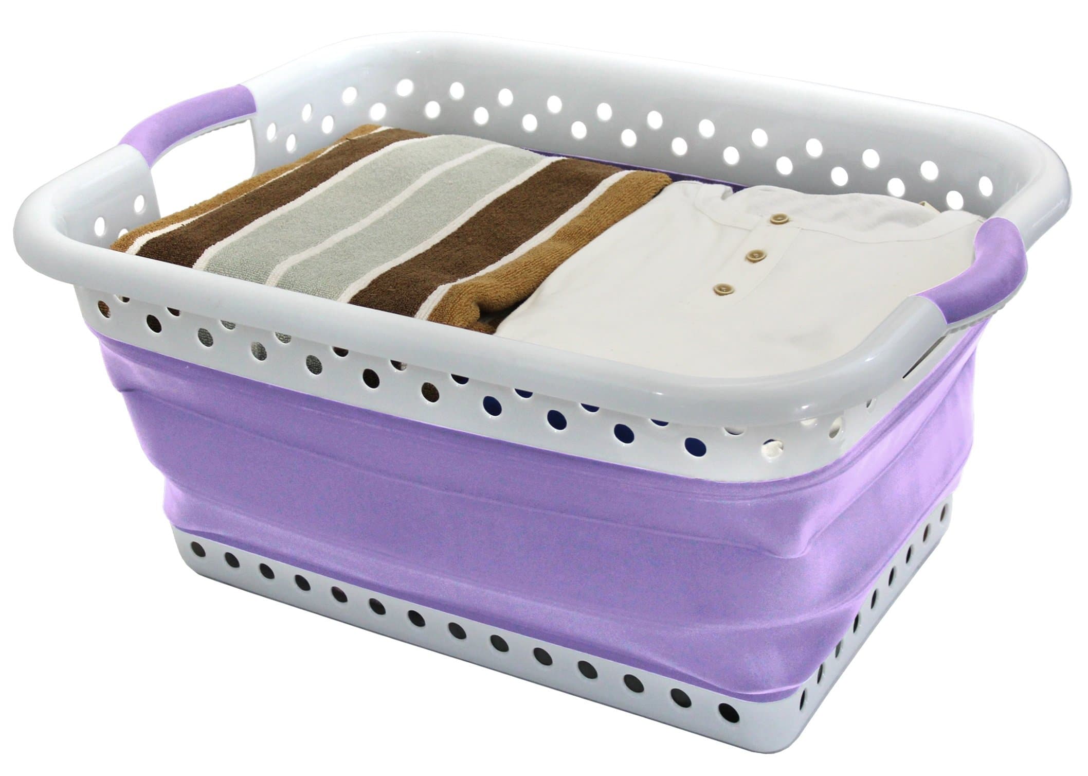 Vanderbilt Home Pop Up Collapsible Laundry Basket, Lavender