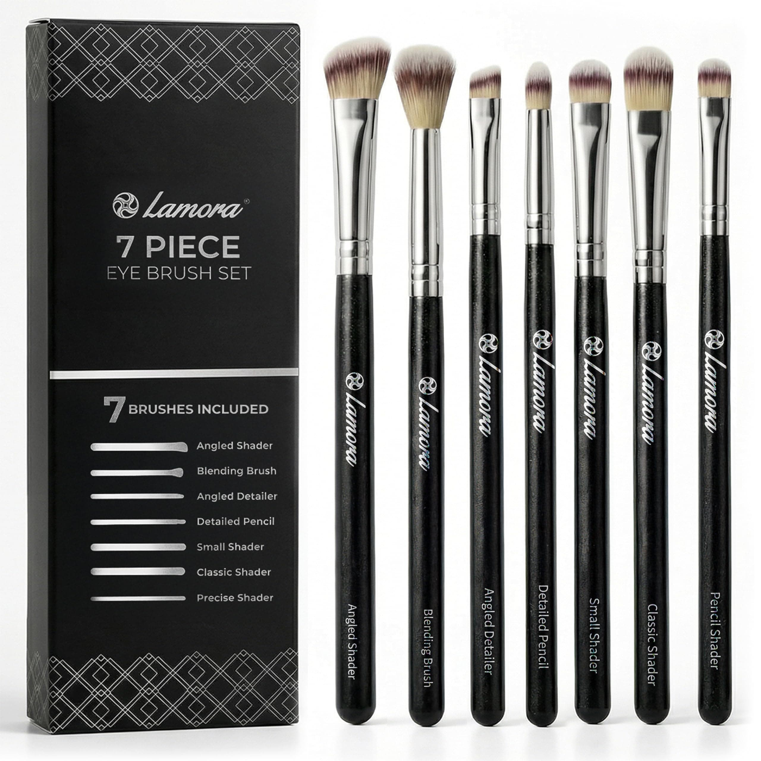 Eye Makeup Brushes Eyeshadow Brush Set - 7pcs Soft Synthetic Brush Kit - For Blending Eyeshadow, Eyeliner, Crease, Eyebrow - Long Lasting, Apply Better, Flawless Look Makeup