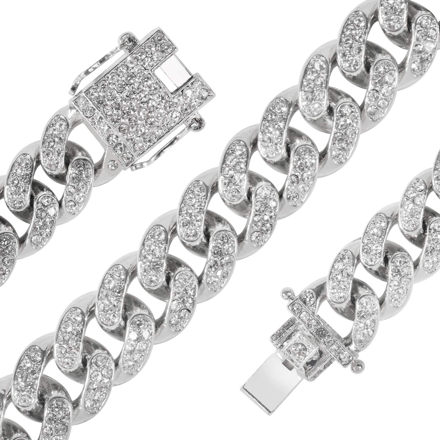 putouzip Miami Cuban Link Chains Set For Men 12/14/20mm 18K Gold Plated Diamond Fully Iced Out Chain Bracelet Necklace