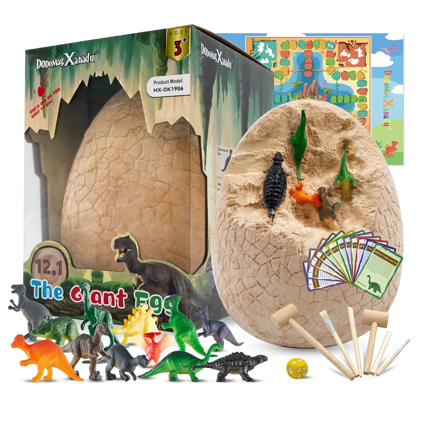 Easter Basket Stuffers for Kids, Dinosaur Egg Excavation Kit, Dinosaur Egg Toys for Boys Discover Jumbo Egg, Gaint Egg, Dino Egg Dig Kit Science STEM Dinosaur Party Favors for Boys & Girls