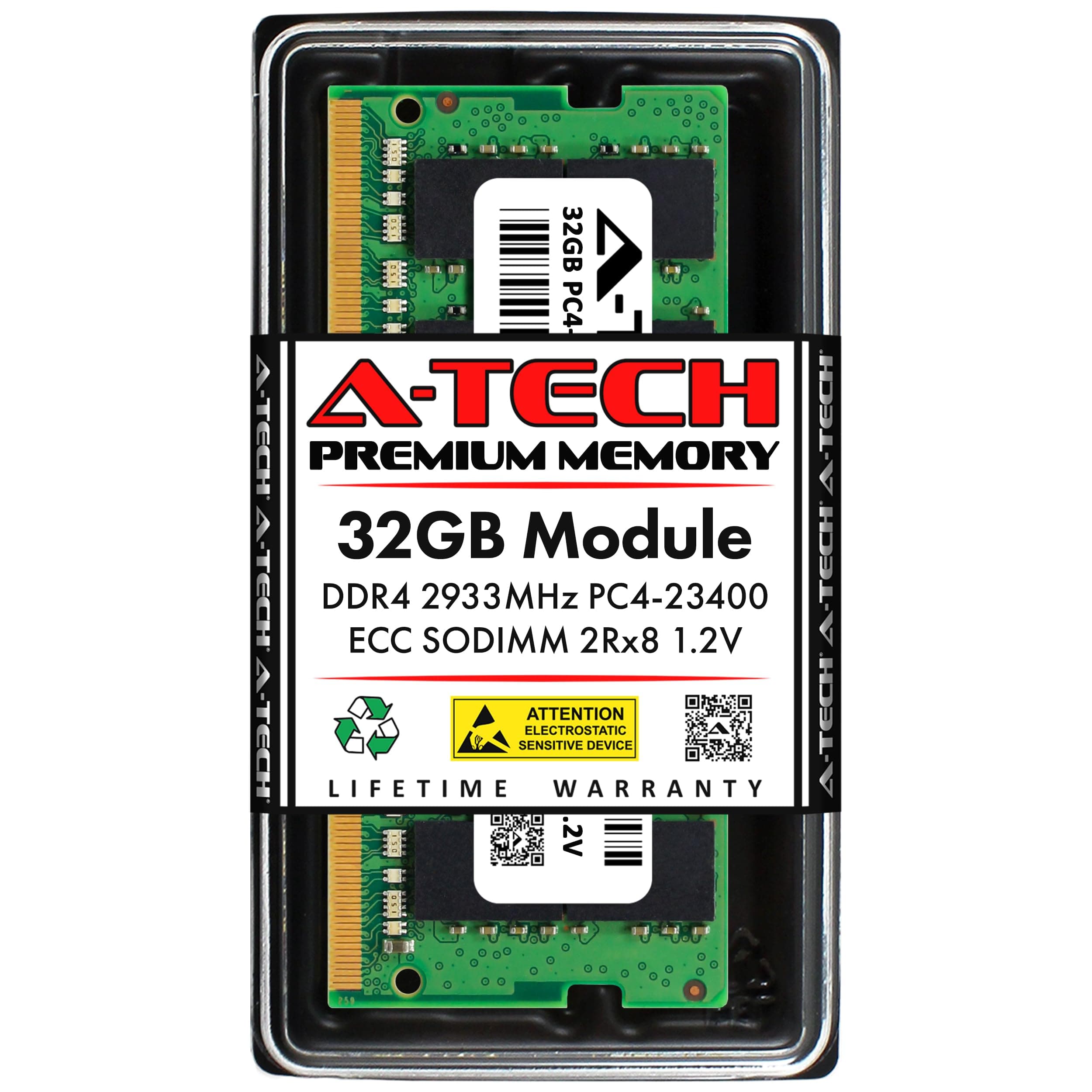 A-Tech 32GB DDR4 2933MHz PC4-23400 ECC SODIMM 2Rx8 Dual Rank 1.2V 260-Pin RAM Memory Upgrade Module for Microserver, Workstation, and Networking Platforms