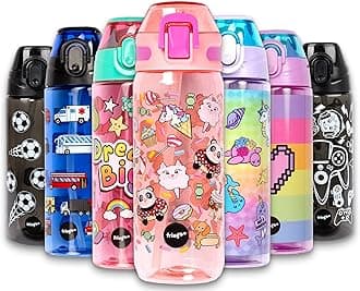 Fringoo - 600ml Kids Water Bottle with Straw & Fliptop Lock - 100% Leakproof - BPA Free 600ml Kids Water Bottle for School - Animal Treats