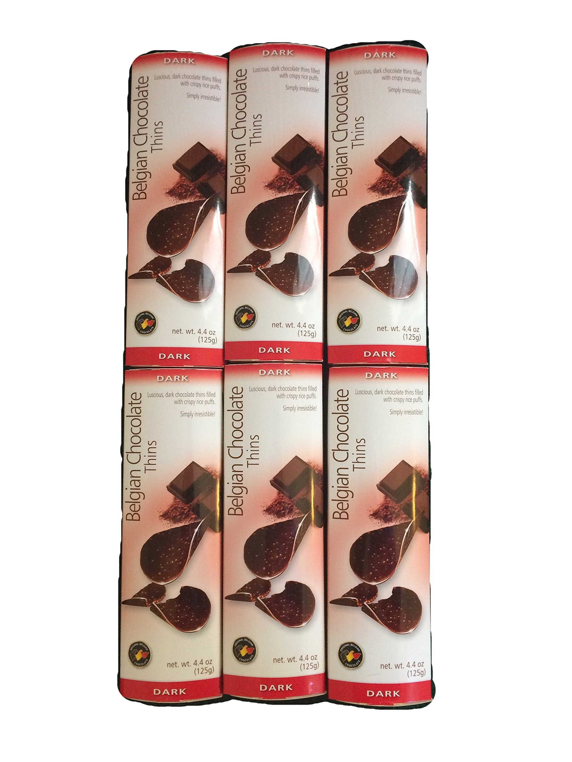 Royal Chocolates Belgian Chocolate Thins Dark, 4.4-Ounce (Pack of 6)
