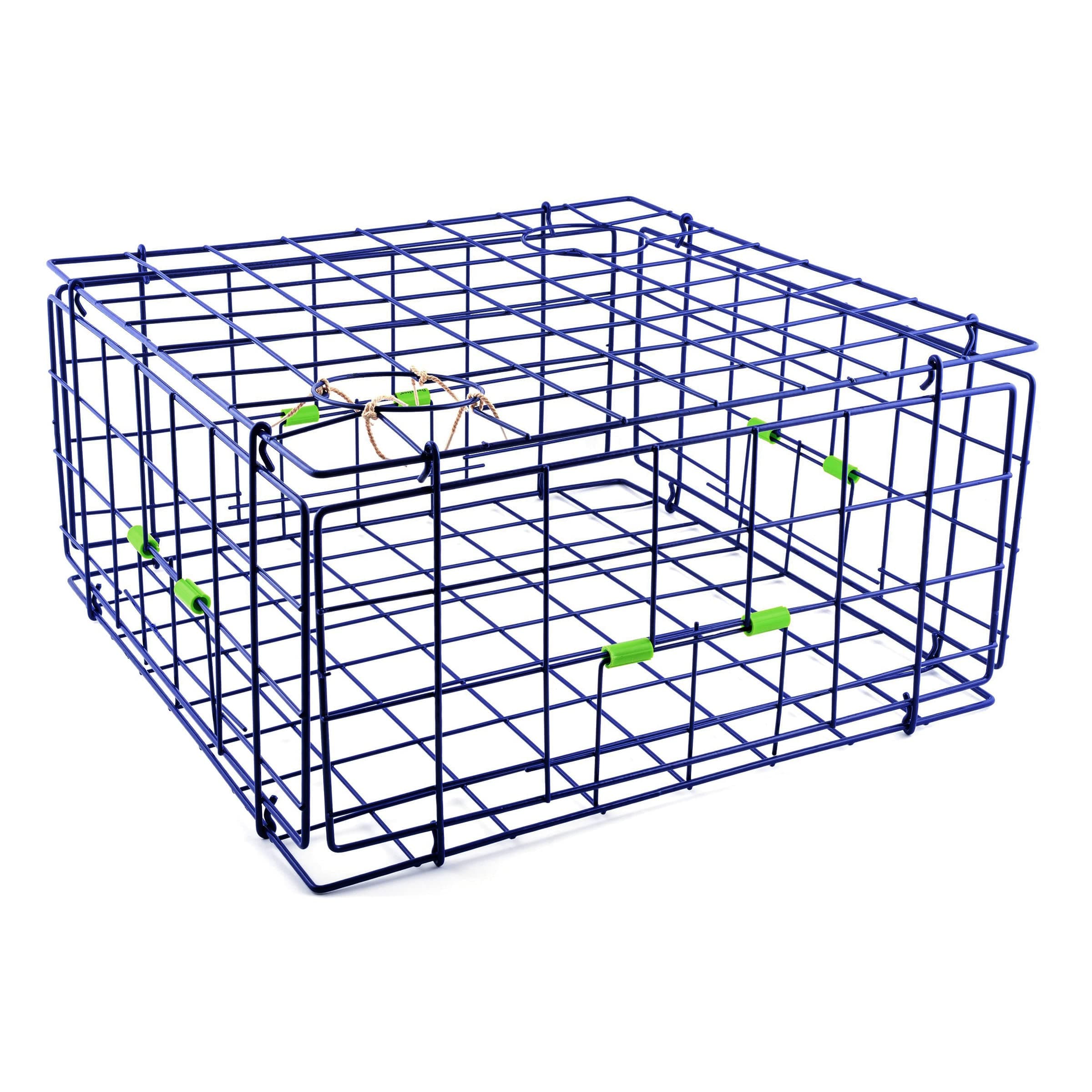 24" Fold-Up Pacific Coast Crab Trap | Vinyl-Coated Steel Wire, Foldable, Easy Storage & Transport | 4 Entrance Doors & 2 Escape Rings | Blue