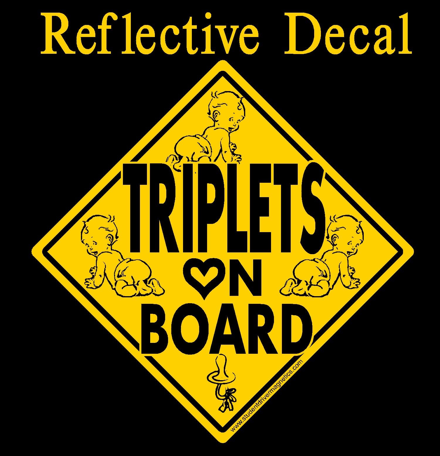 Triplets on Board Decal Black & Yellow Reflective with Graphics