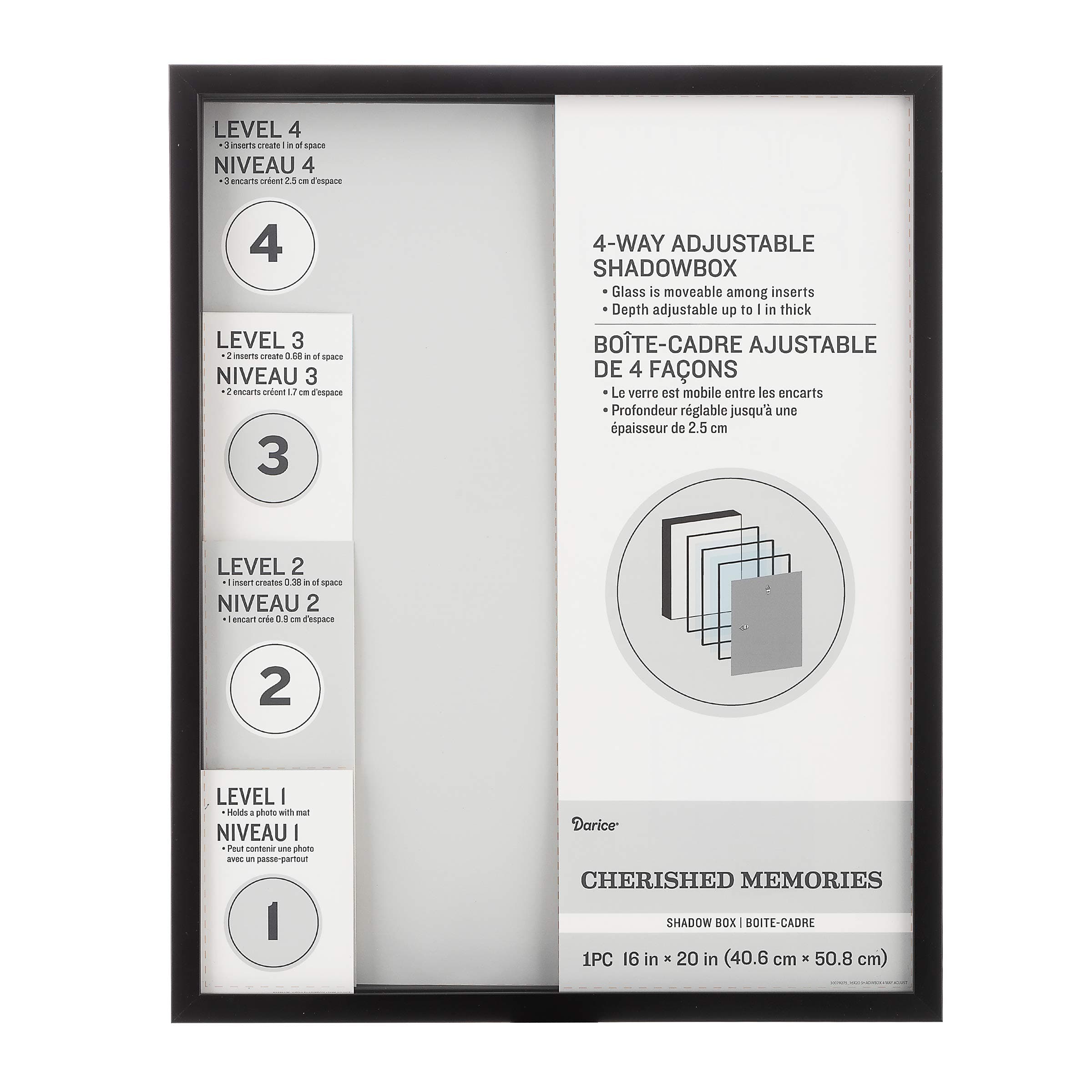 Darice Black, 4-Way Adjustable Shadowbox, 16 x 20 Inches