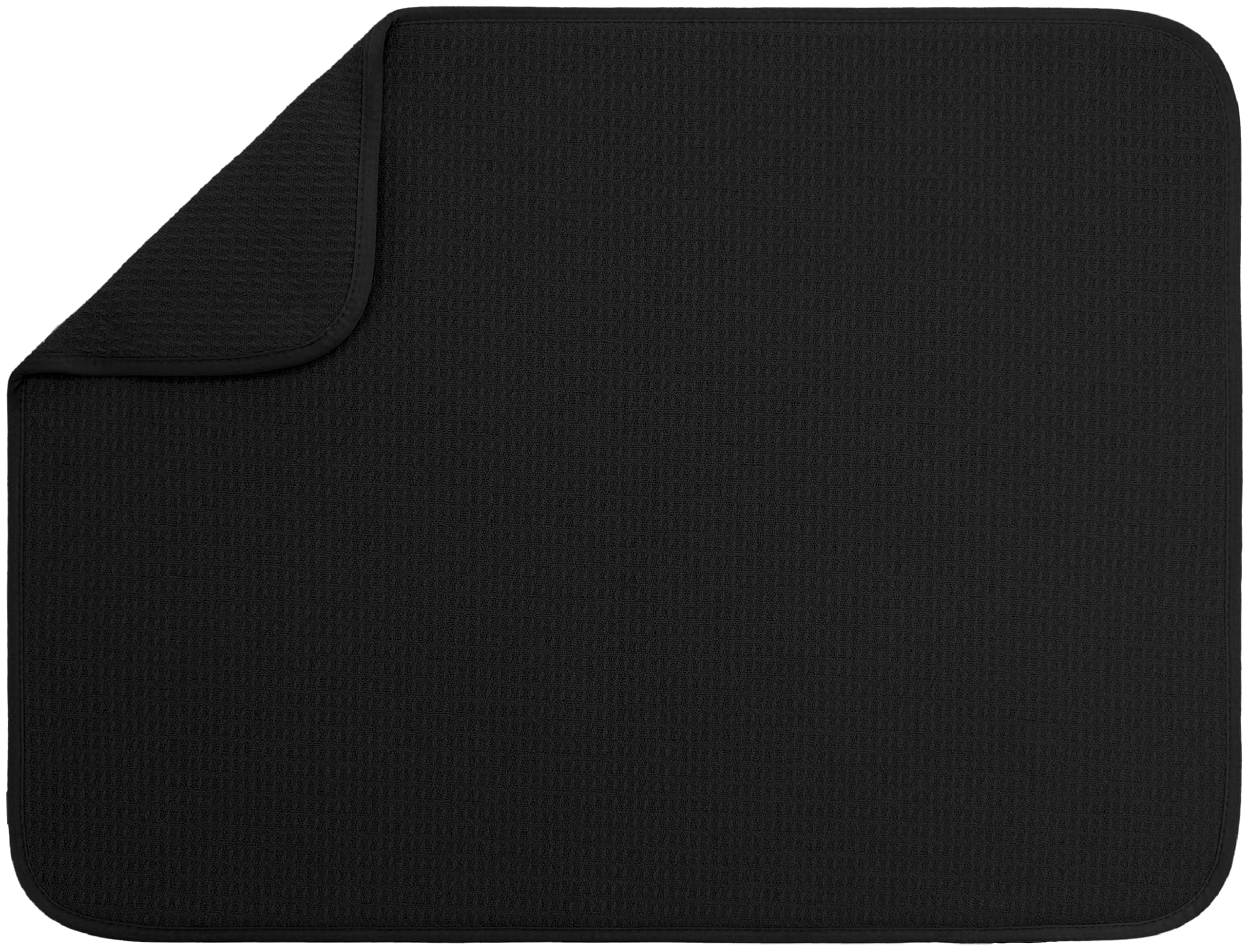 S&T INC. Dish Drying Mat XL, Highly Absorbent Microfiber Kitchen Counter Mat, Dish Drying Pad for Dishes, Utensils, Pots and Pans, Extra Large 18" x 24", Black
