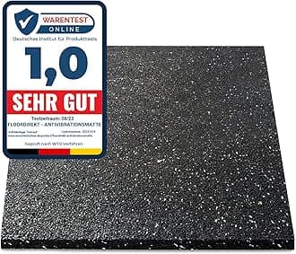 Floordirekt Premium anti-vibration mat 60 x 60 cm, made in Germany, for washing machine, dryer, etc., can be cut to size, available in 4 thicknesses (60 x 60 x 2 cm)