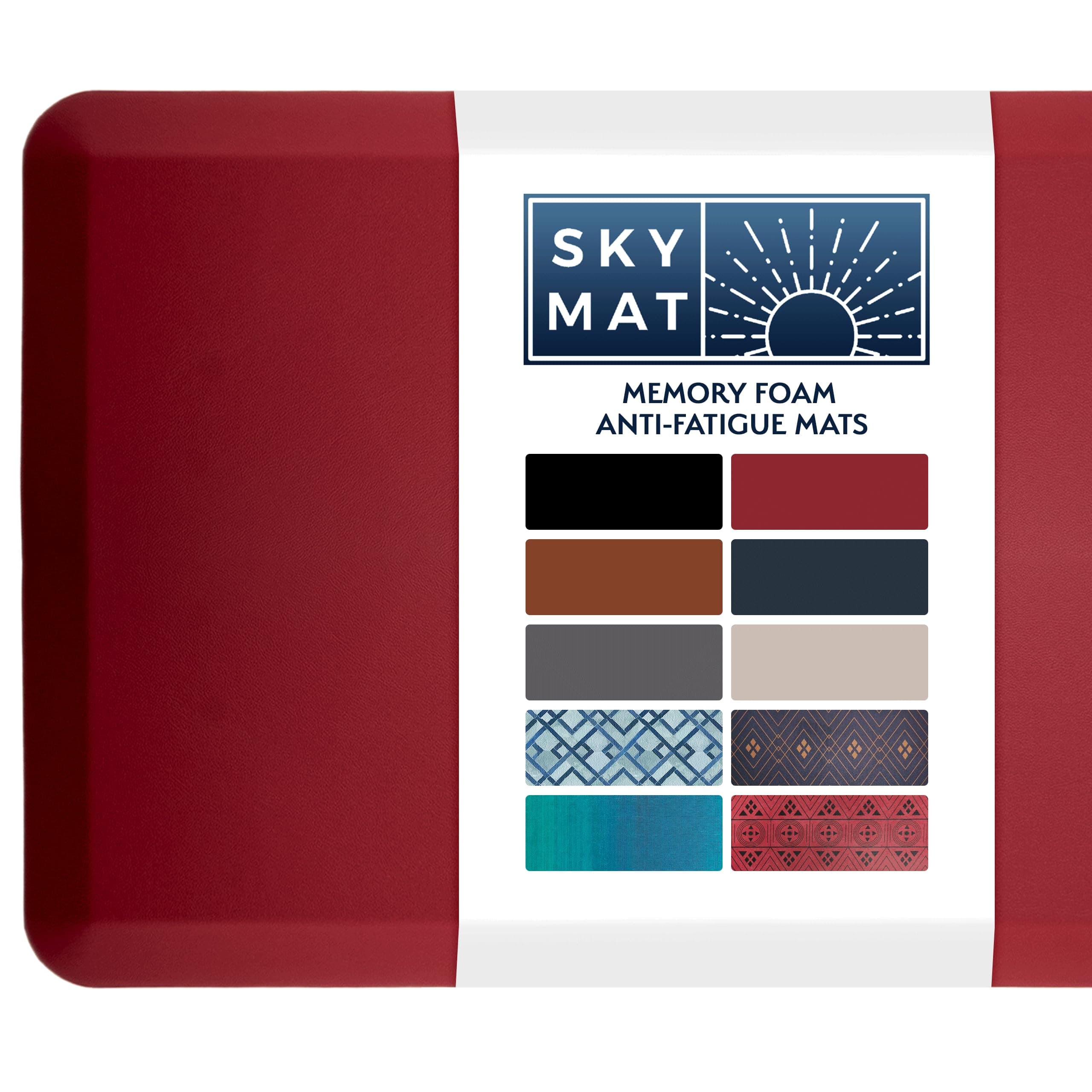 Sky Solutions Anti Fatigue Floor Mat - 3/4" Thick Cushioned Kitchen Rug, Standing Desk Mat - Comfort at Home, Office, Garage - Non Slip, Durable and Stain Resistant (20" x 39", Burgundy)