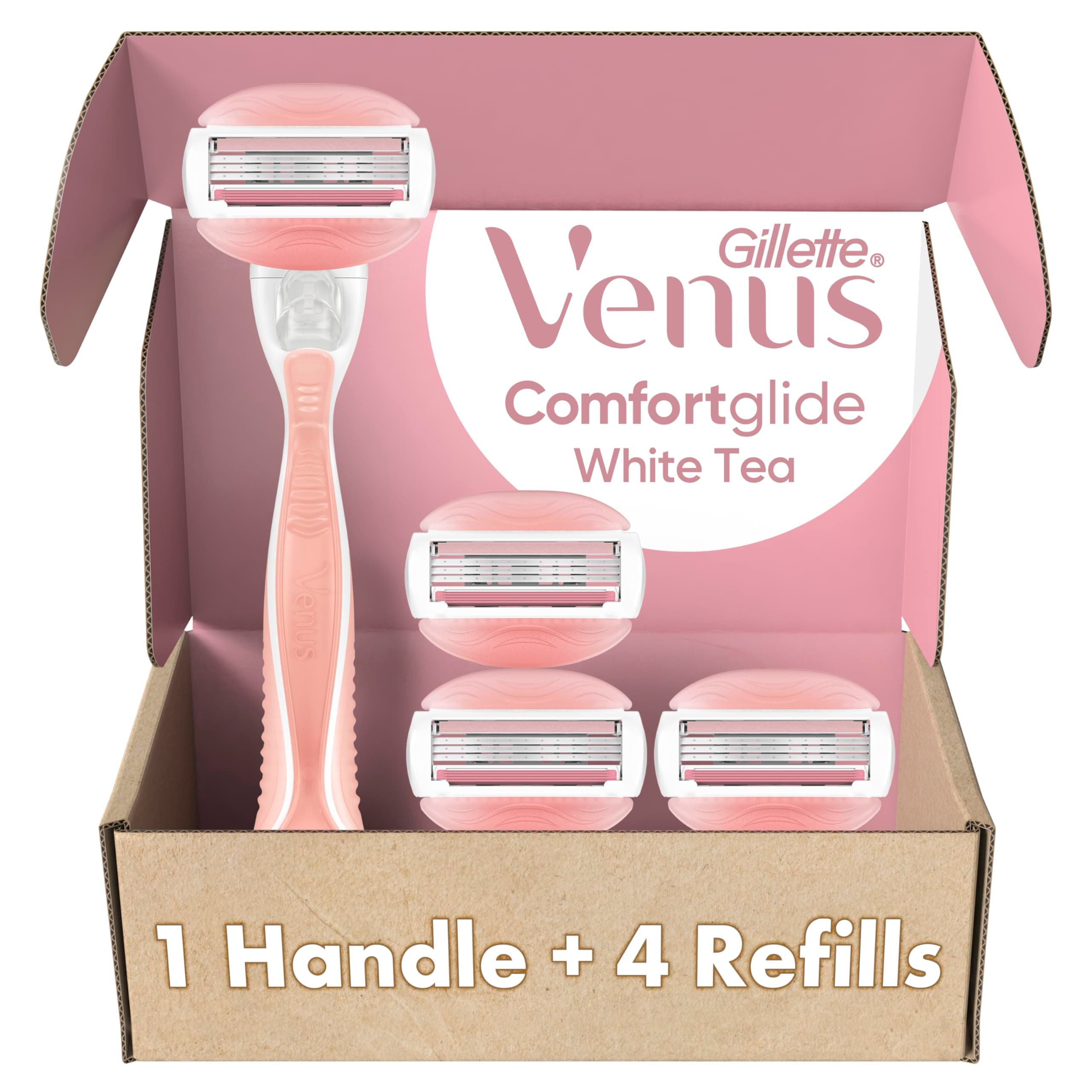 ComfortGlide White Tea Women's Razor 1 Handle + 4 Blade Refills, Holiday Gifts for Women