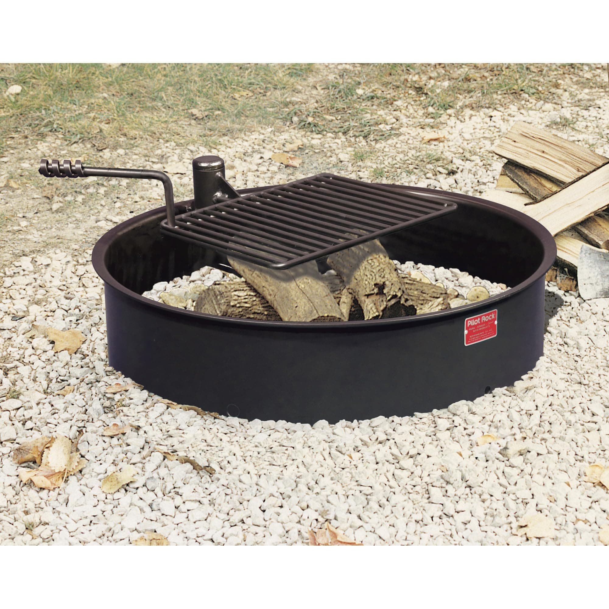 Pilot Rock Steel Fire Ring with Cooking Grate - 32in. Diameter, Model Number FSW-30/7/TB