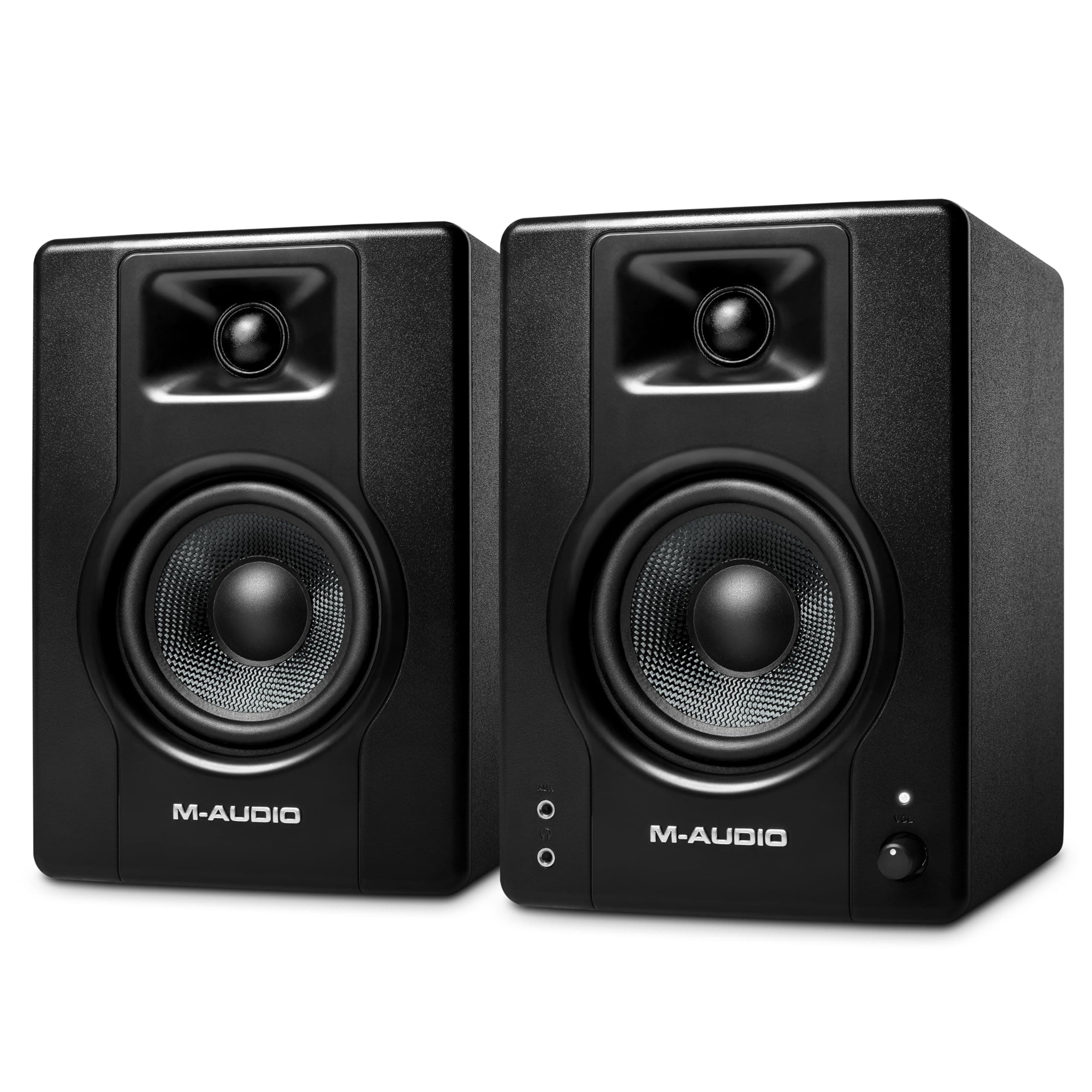 M-Audio Bx4 120-Watt Powered RCA, Auxiliary Studio Monitors/Desktop Computer Speakers for Music Production, Gaming, Live Streaming, and Podcasting (Pair)