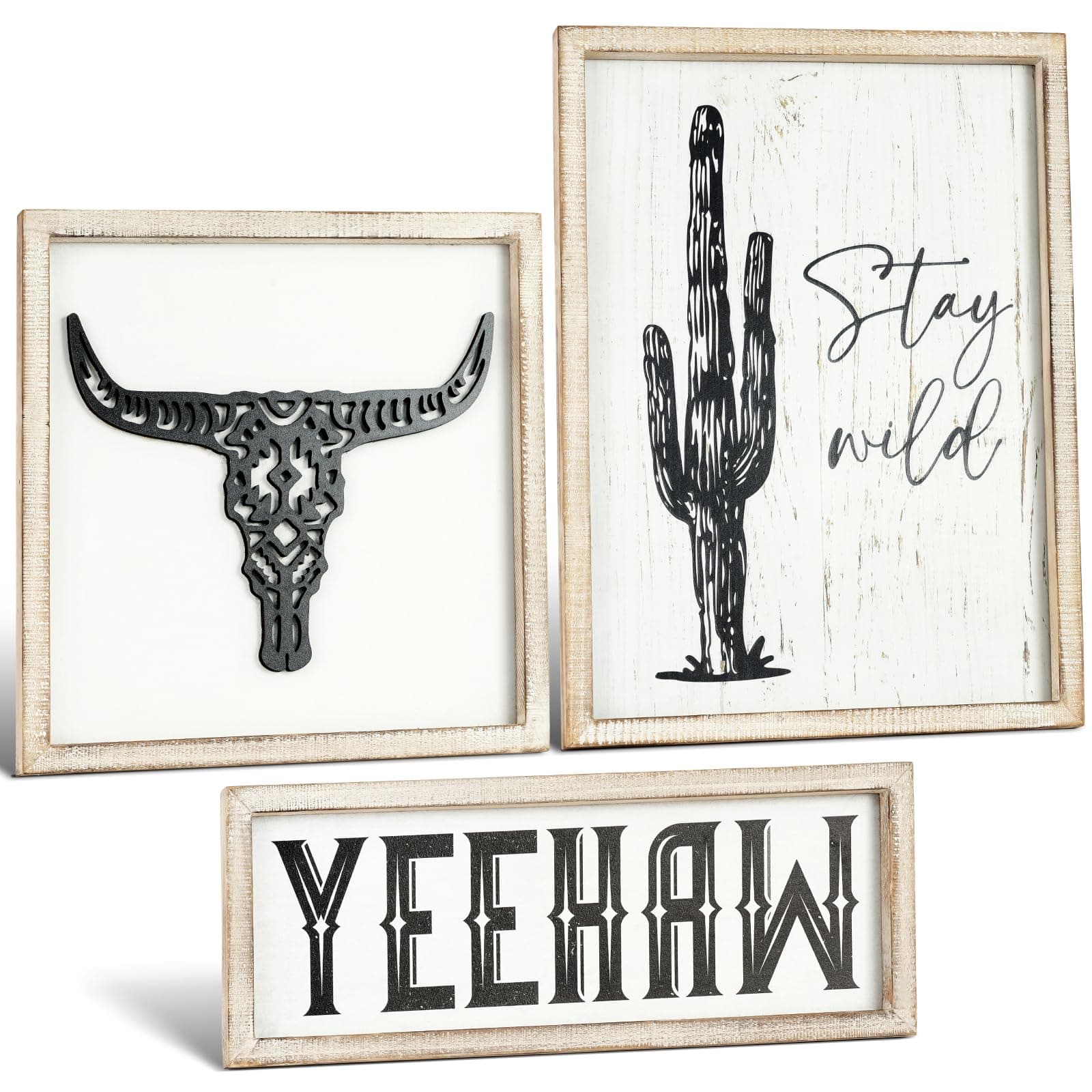 Putuo DecorPutuo Decor Rustic Cowboy Wall Art - 3 Ps Bohemian Western Room Decor, Perfect for Bedroom and Living Room, Unique Western Cowboy Decor for Housewarming and Indoor Settings
