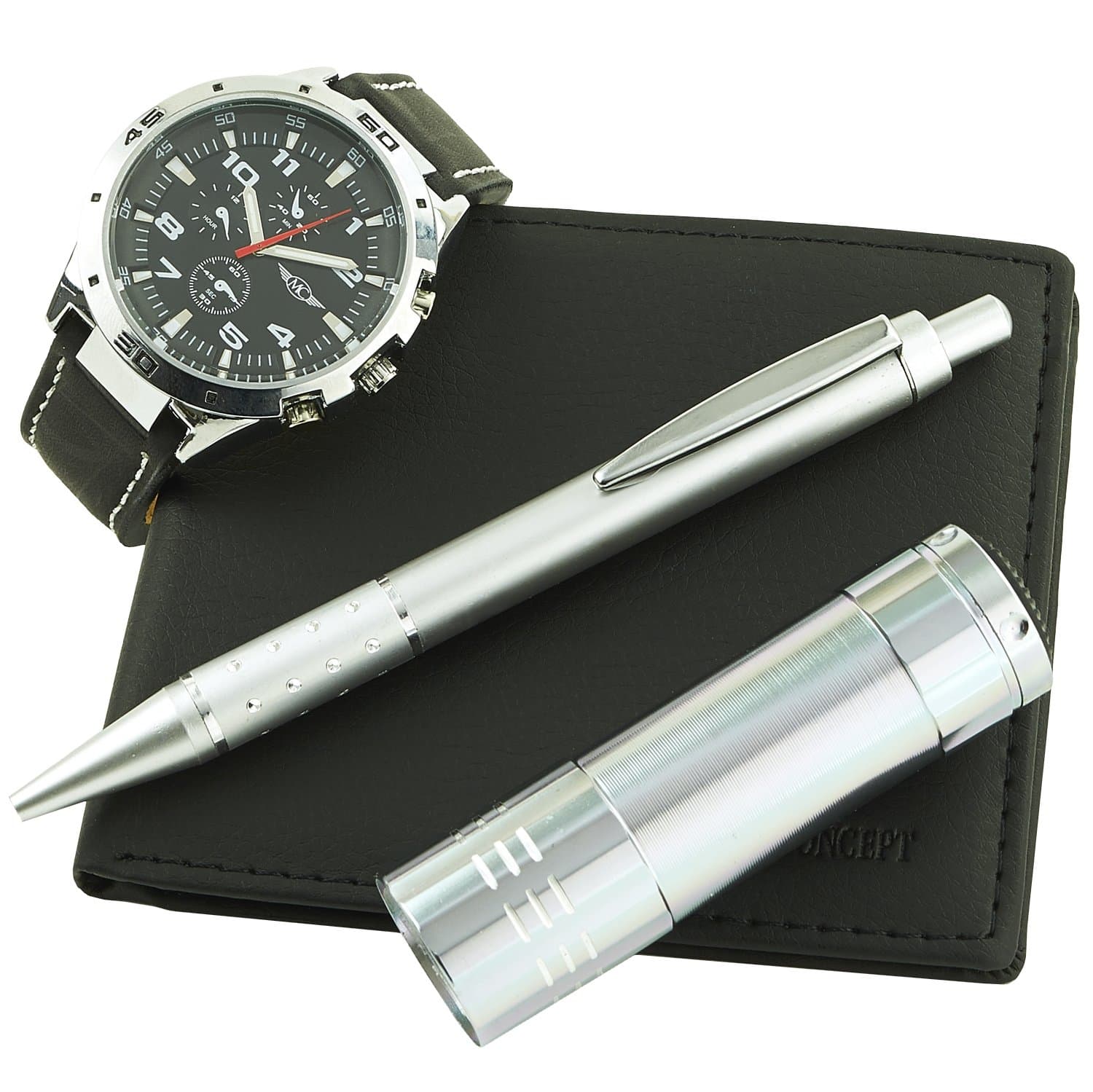 Gift Ideas - Gift Box Men's Watch with Flash Light, Wallet and Pen - Concept Watch ref: CLPA765-Orange