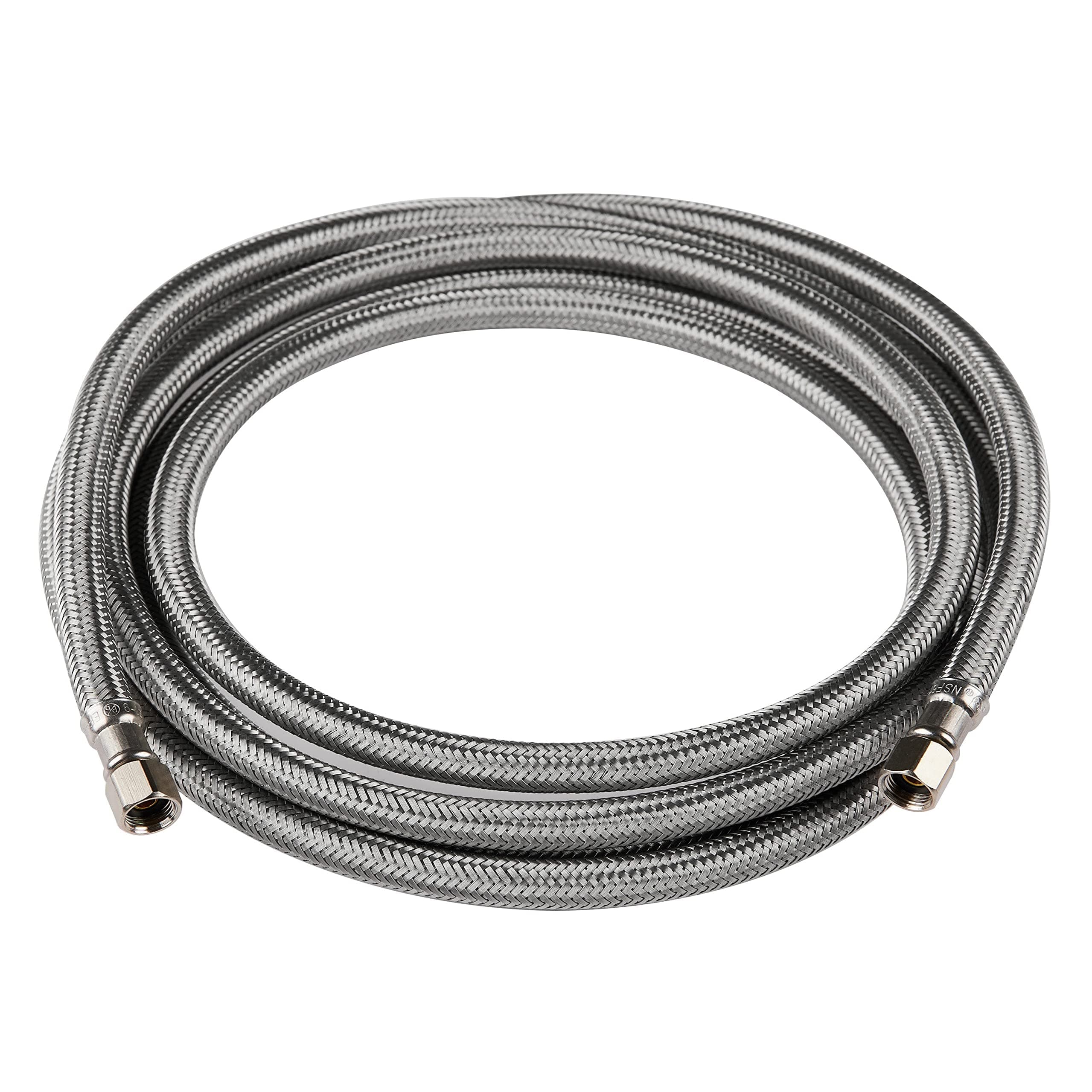 EFIELD 5 FT Stainless Steel Braided Ice Maker Hose with 1/4" Comp by 1/4" Comp Connection (5', Length),(HOSE002)