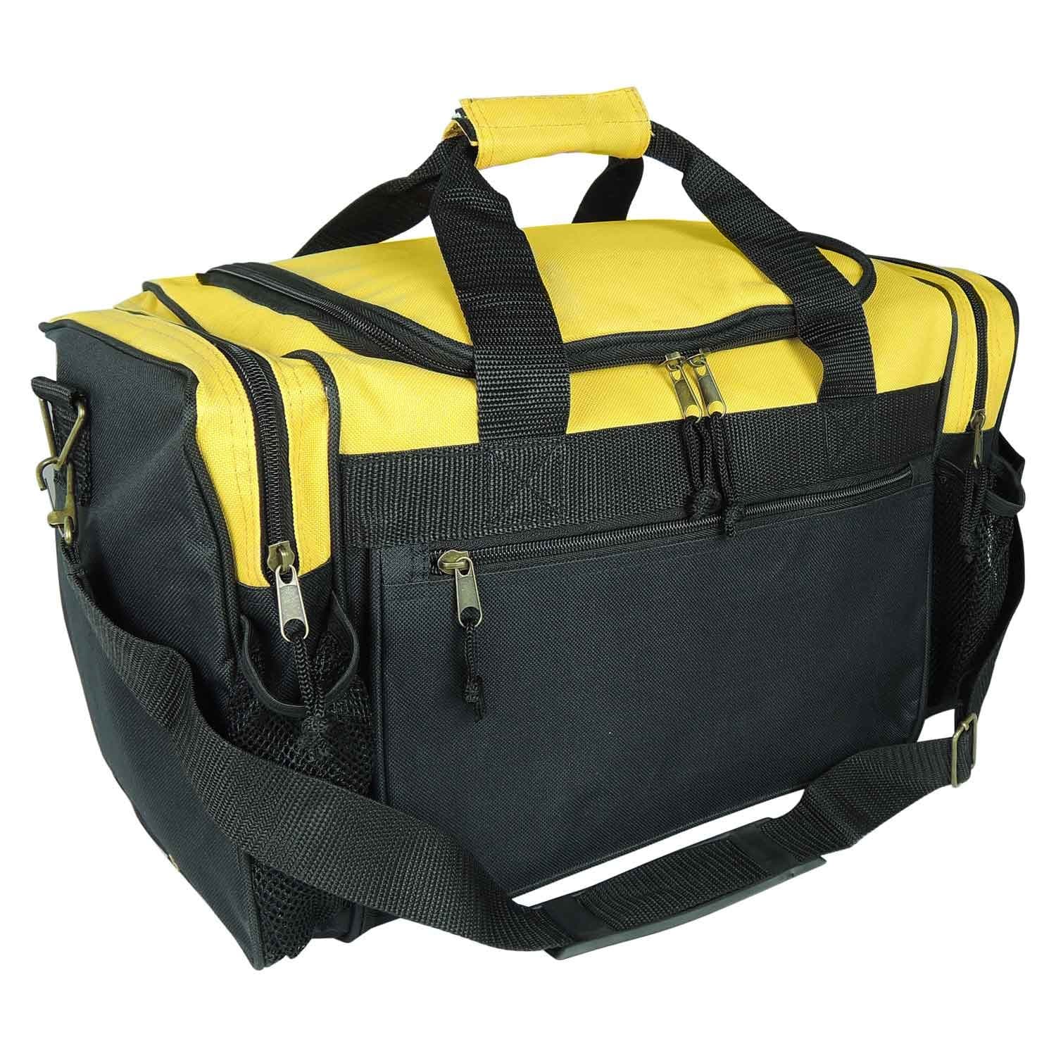 DALIX 17" Duffle Bag Dual Front Mesh Pockets (Black Gold Gray Dark Green Navy Blue Maroon Royal Blue Orange Pink Purple Red White