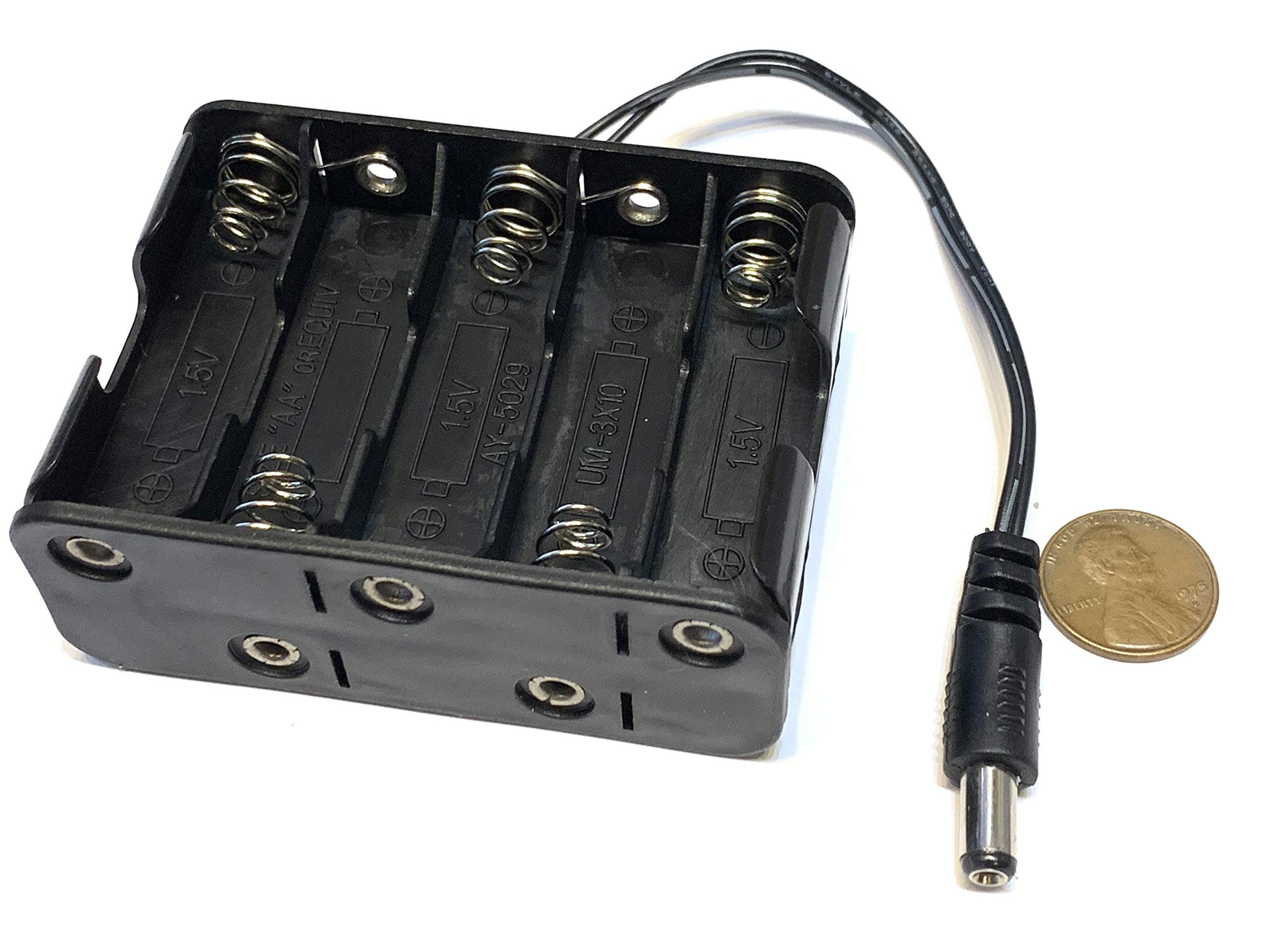 Battery Holder 10 AA Wire Leads cell 15v case storage 2.1 Power Jack B26