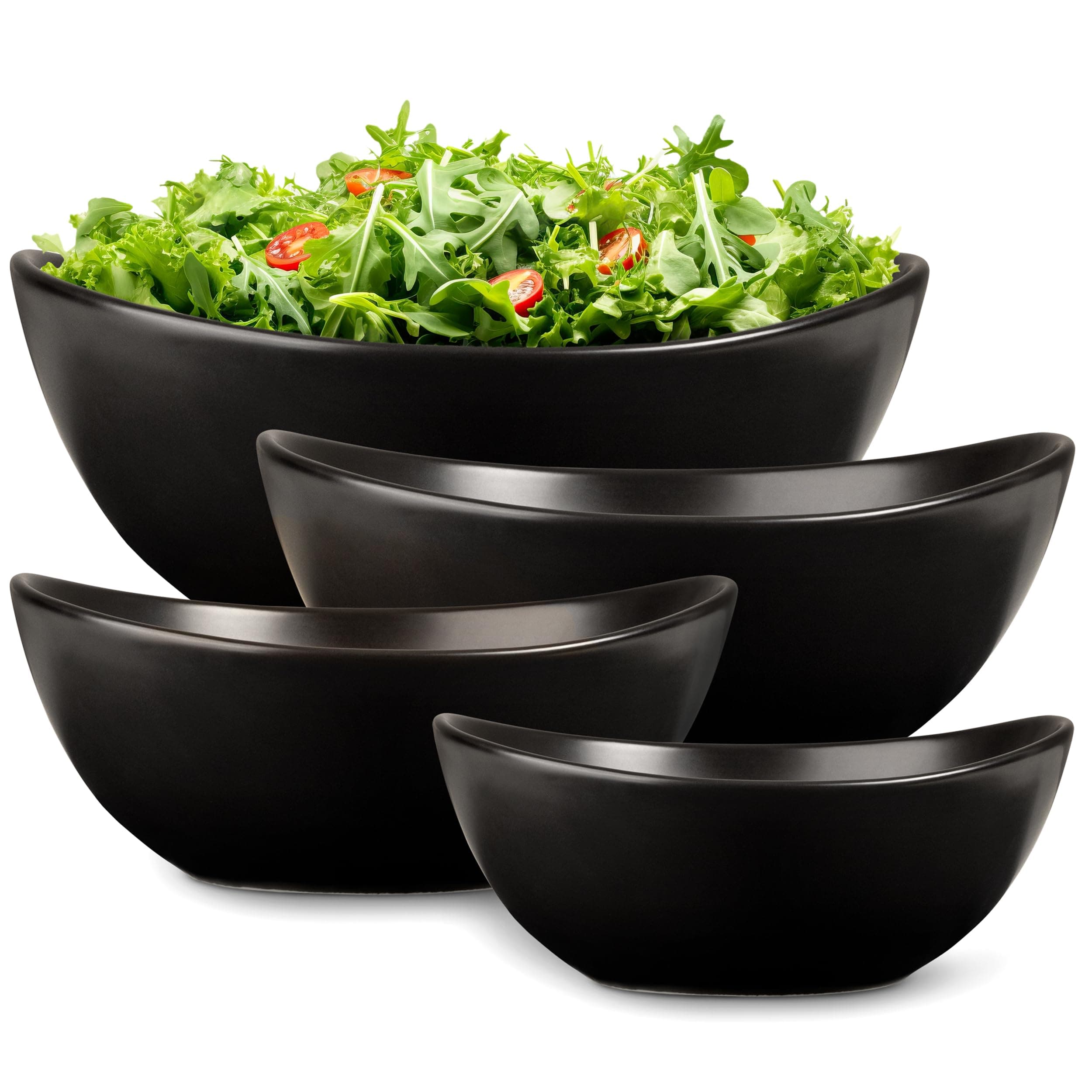 Home Beets Matte Black Ceramic Serving Bowls for Entertaining, 10-18-28-42 Ounce, Microwave, Oven & Dishwasher Safe, Large Serving Dishes, Prep Salad Bowls for Pasta, Parties, Catering, Set of 4