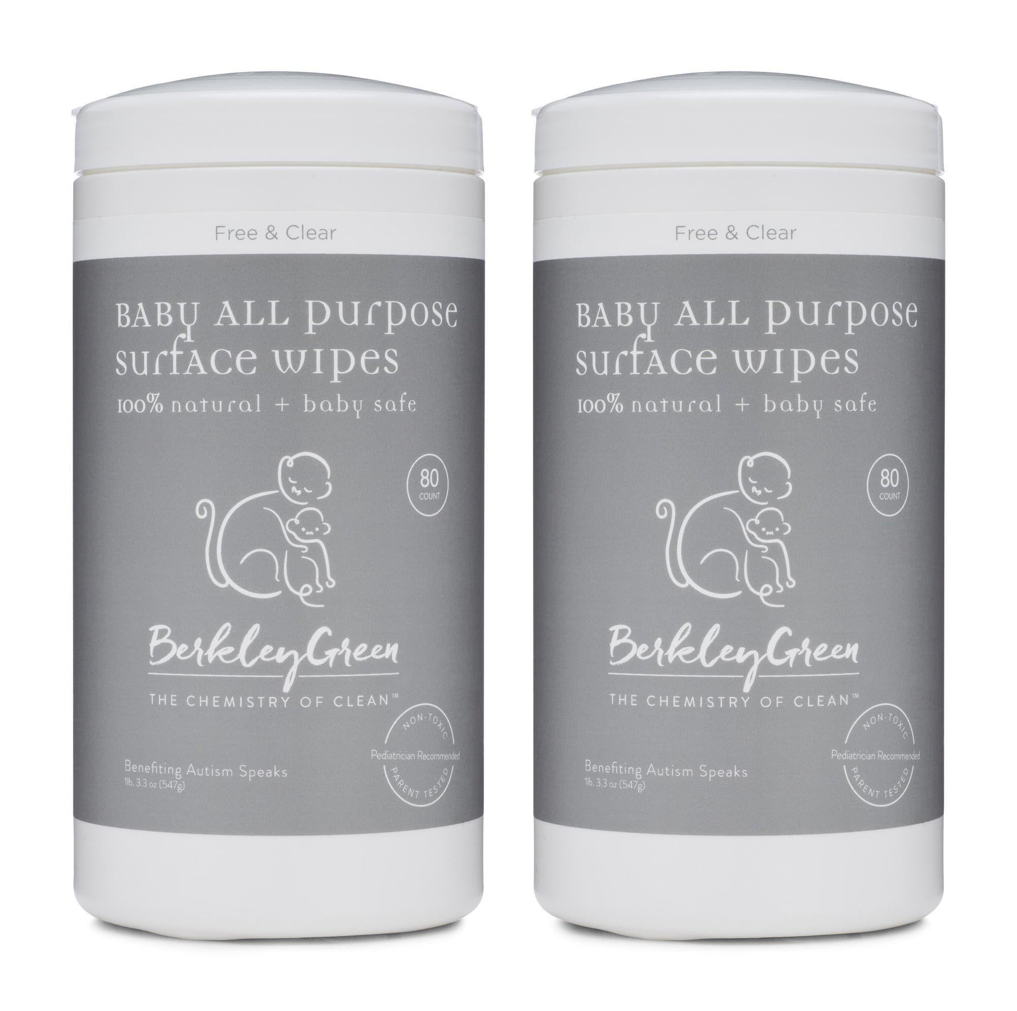 BERKLEY GREEN ( All purpose) Multi-Surface Wipes Baby Safe 2 pack 75 count or ( 150 wipes total)