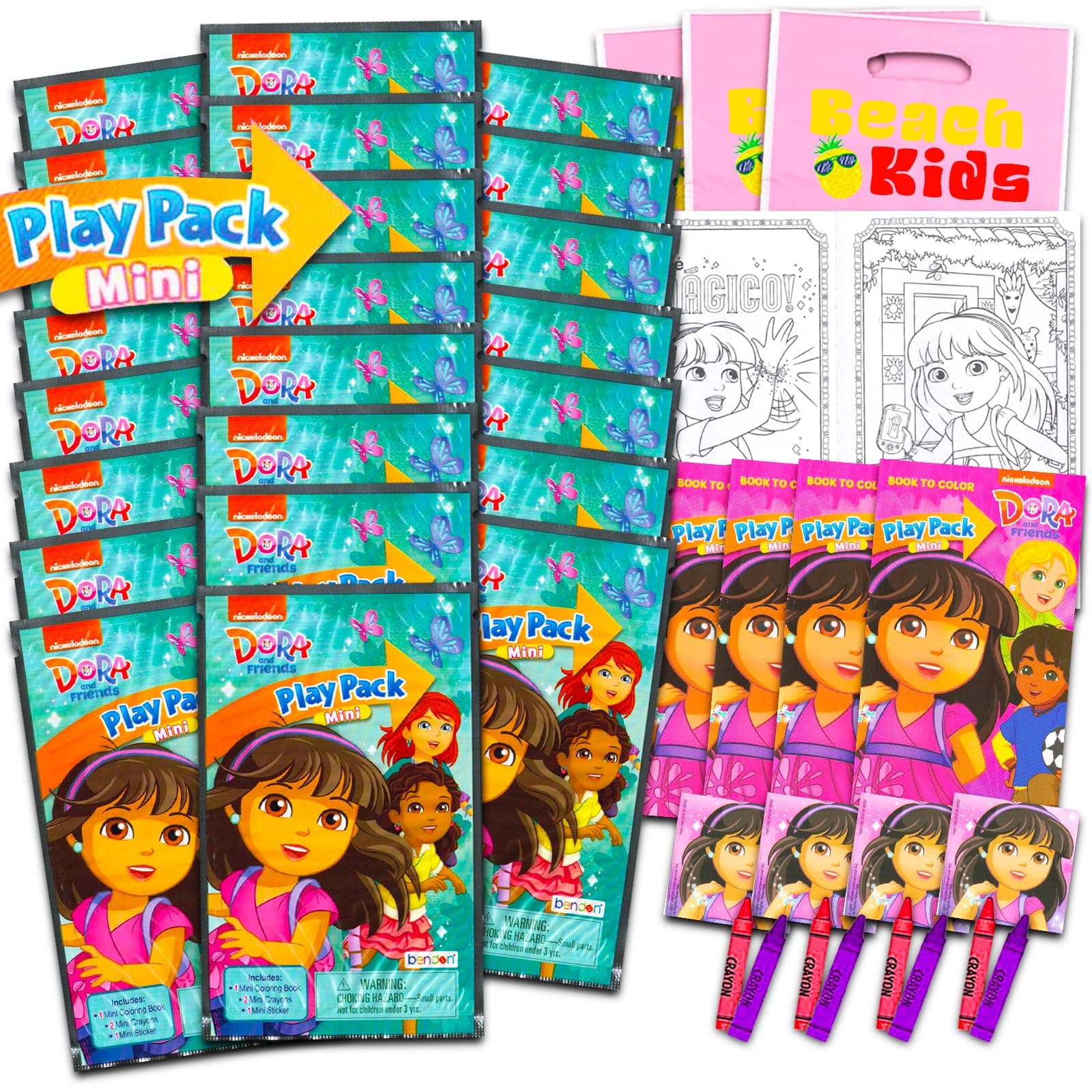 Dora the Explorer Mini Party Favors Set - Bundle with 24 Mini Dora the Explorer Grab n Go Play Packs with Coloring Pages, Stickers and More